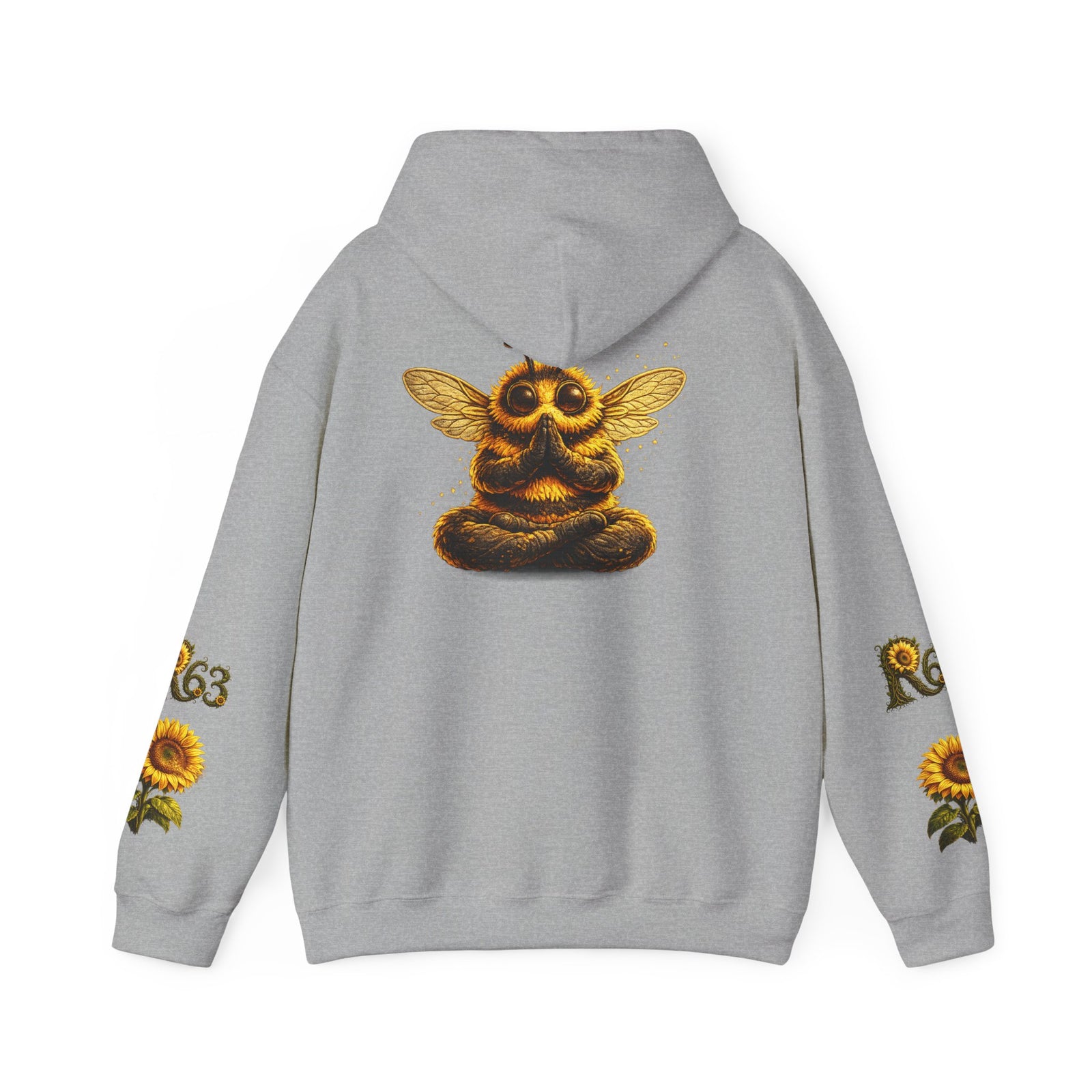 Sunflower Bee Hoodie — R63 Logo Graphic Hooded Sweatshirt
