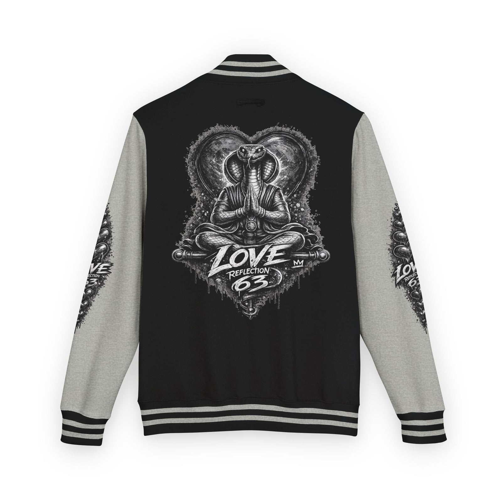 Letterman Jacket — Retro 'Love Reflection 63' Snake Heart Embroidered Design