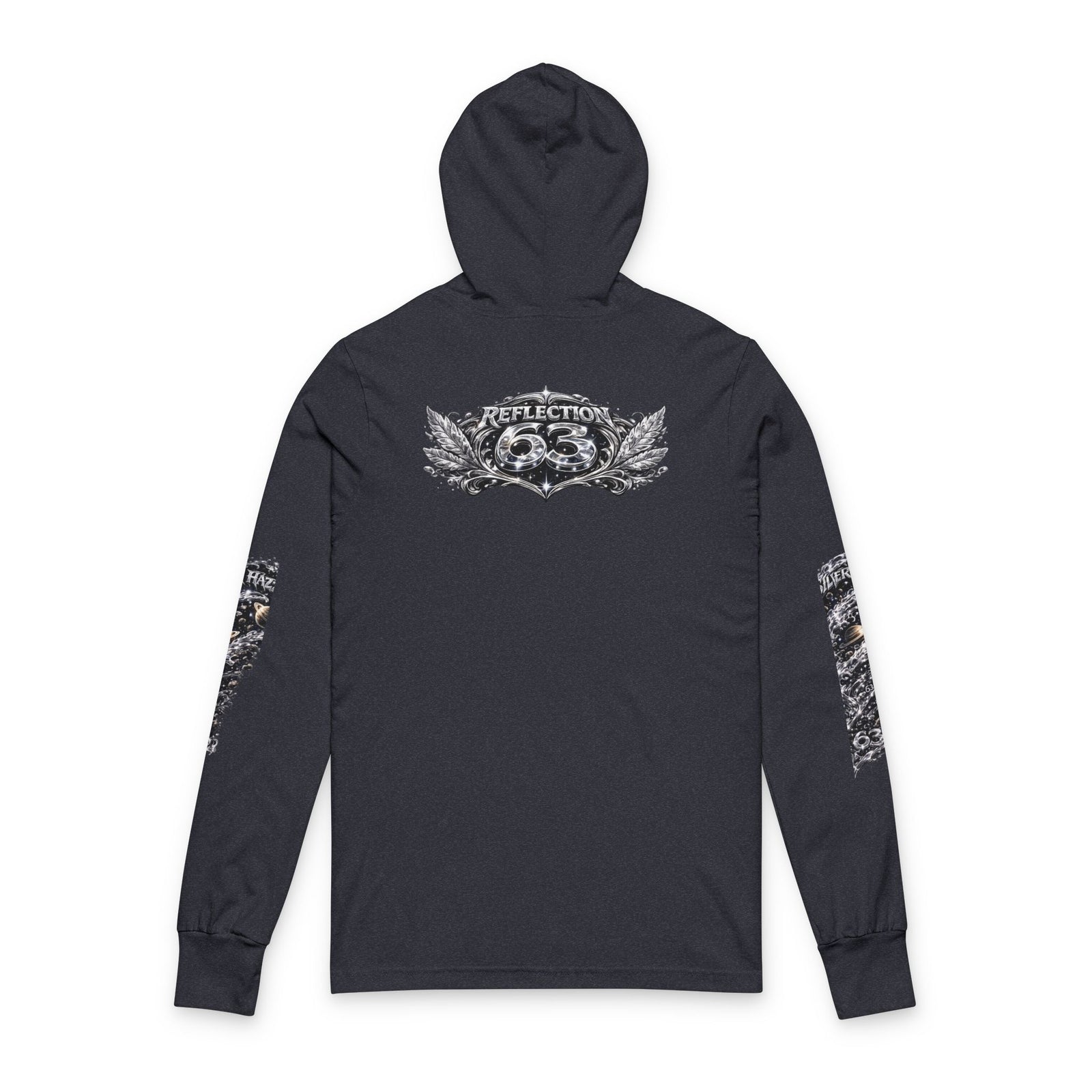Skull Reflection Hooded Long Sleeve Tee — Gothic Graphic Hooded Shirt