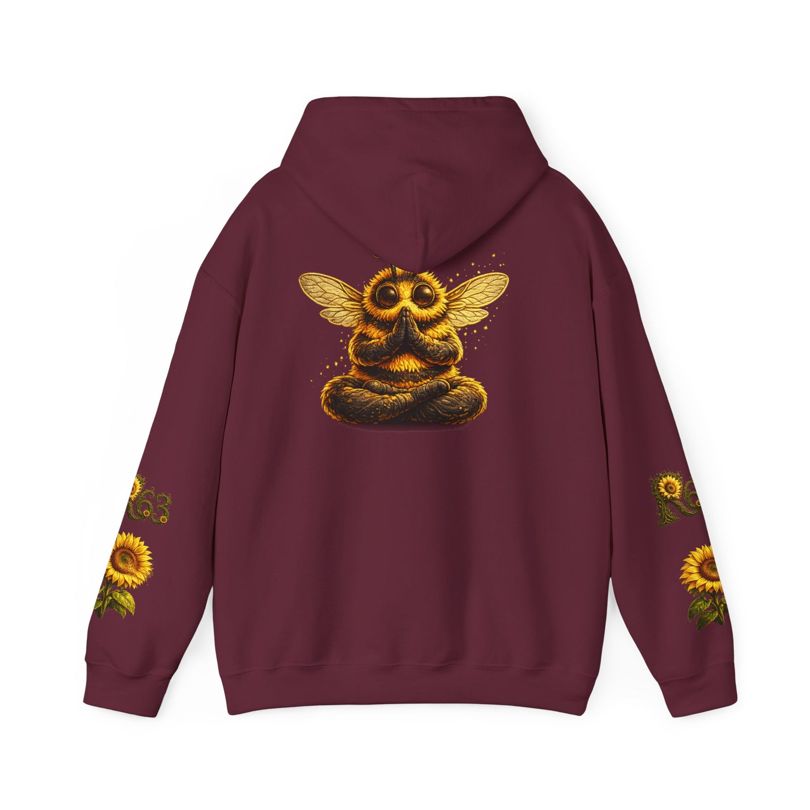Sunflower Bee Hoodie — R63 Logo Graphic Hooded Sweatshirt