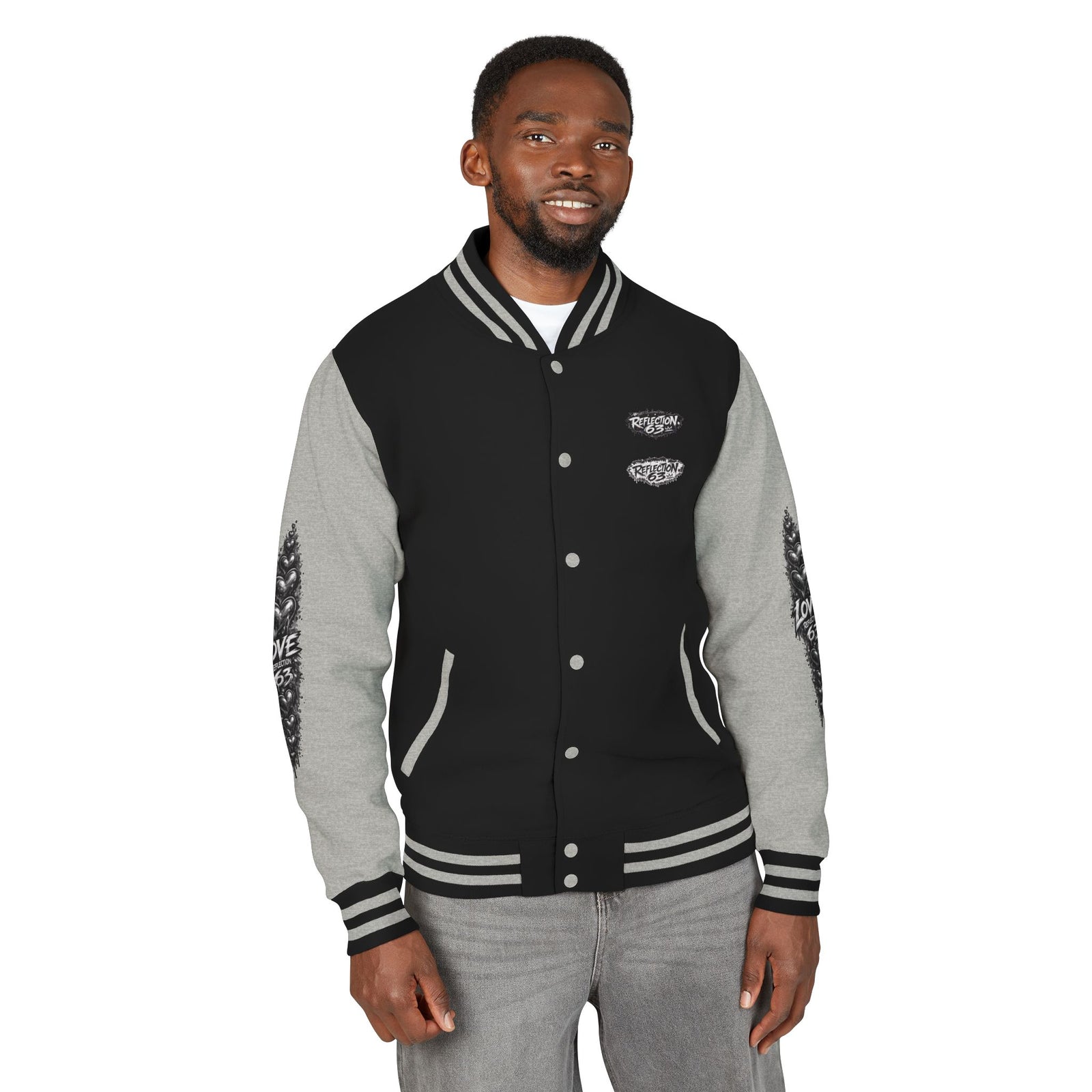 Letterman Jacket — Retro 'Love Reflection 63' Snake Heart Embroidered Design