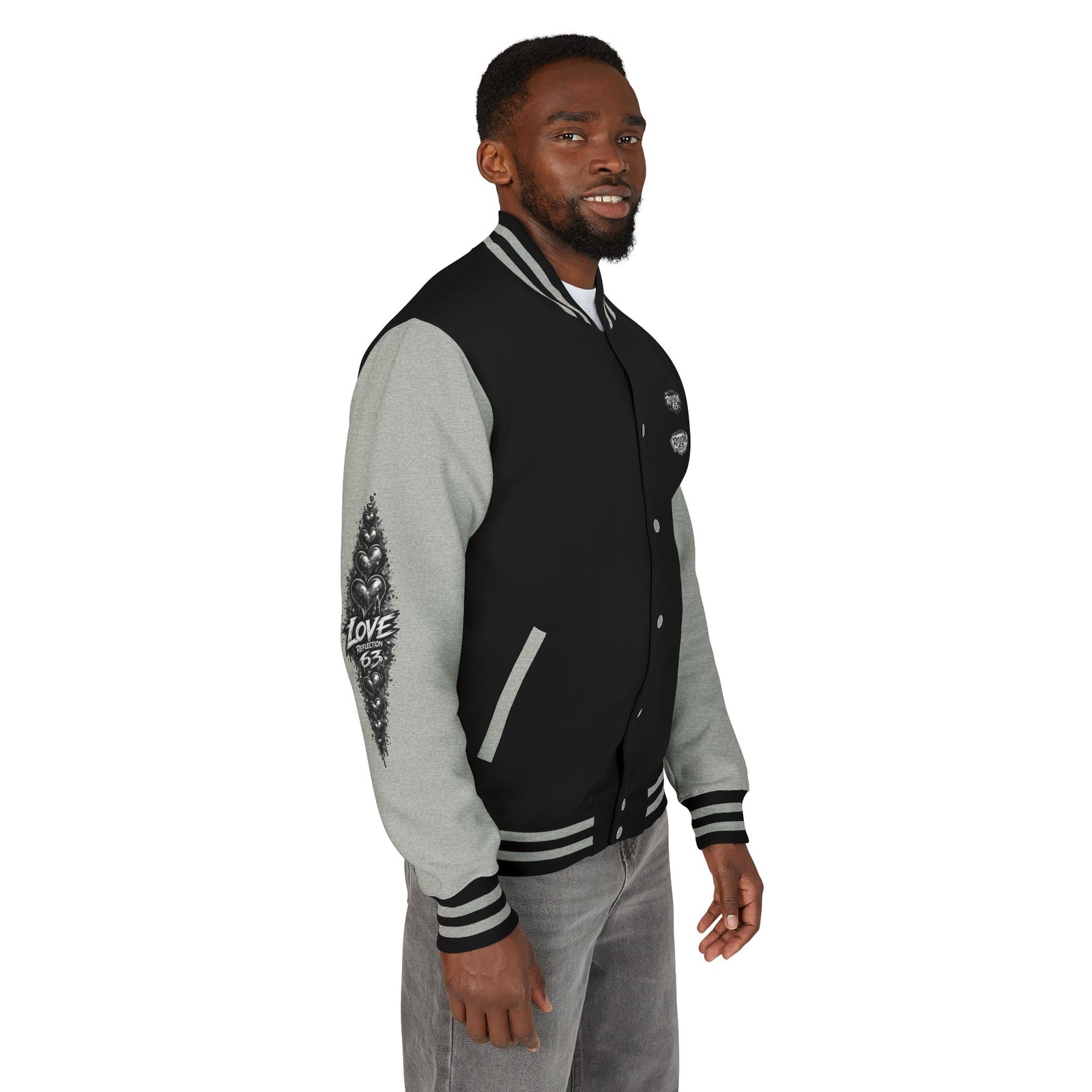 Letterman Jacket — Retro 'Love Reflection 63' Snake Heart Embroidered Design