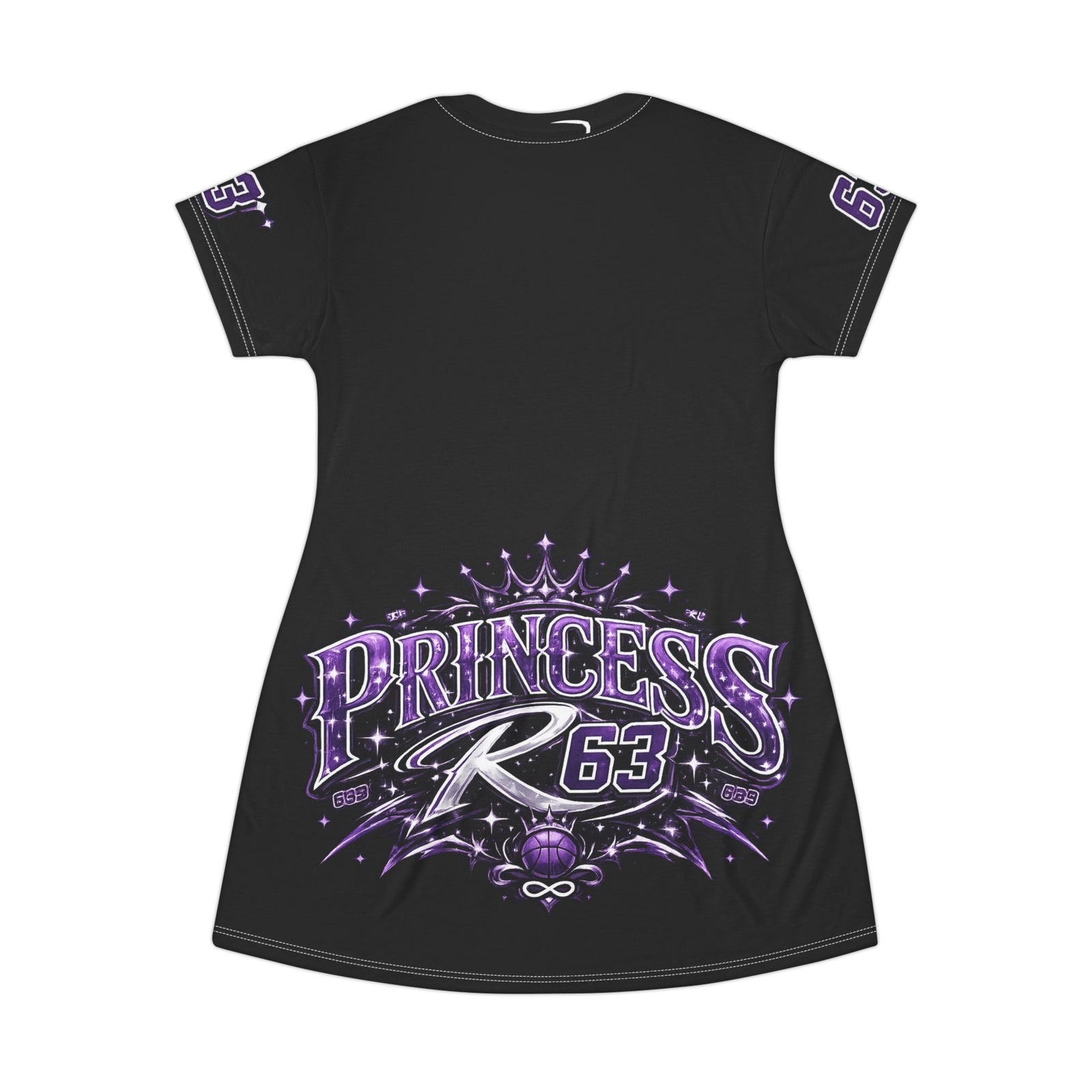 Princess R63 Graphic T‑Shirt Dress — Purple Crown Sports Logo