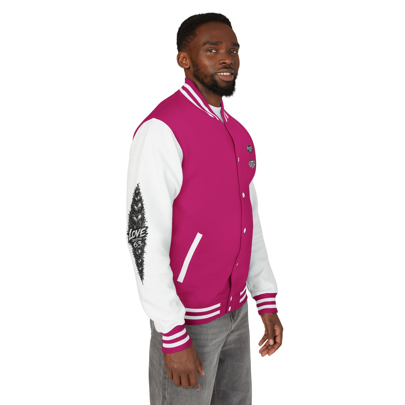 Letterman Jacket — Retro 'Love Reflection 63' Snake Heart Embroidered Design
