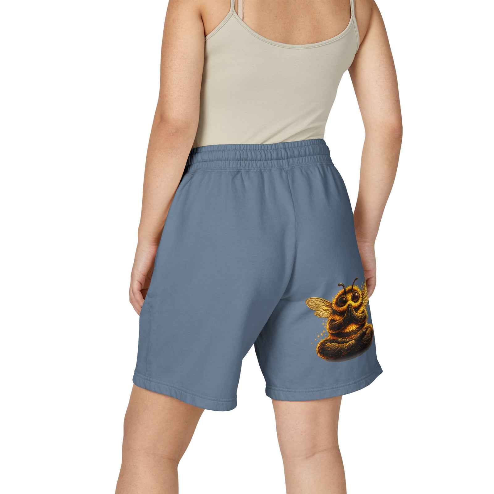 Sunflower Bee Fleece Sweat Shorts — Garment-Dyed Lightweight Lounge Shorts