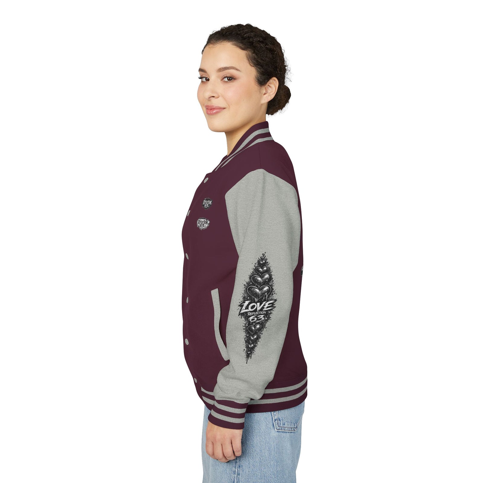 Letterman Jacket — Retro 'Love Reflection 63' Snake Heart Embroidered Design