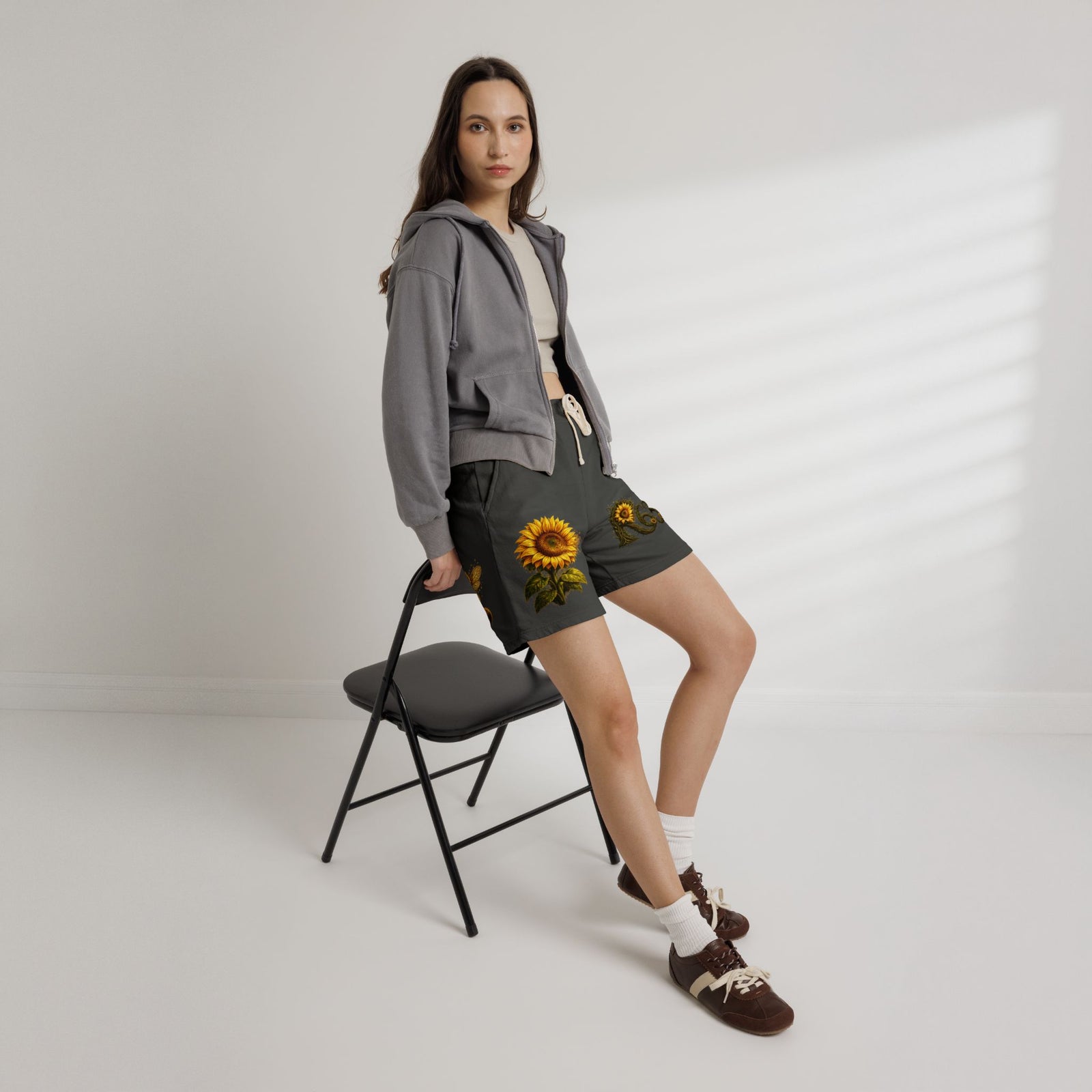 Sunflower Bee Fleece Sweat Shorts — Garment-Dyed Lightweight Lounge Shorts