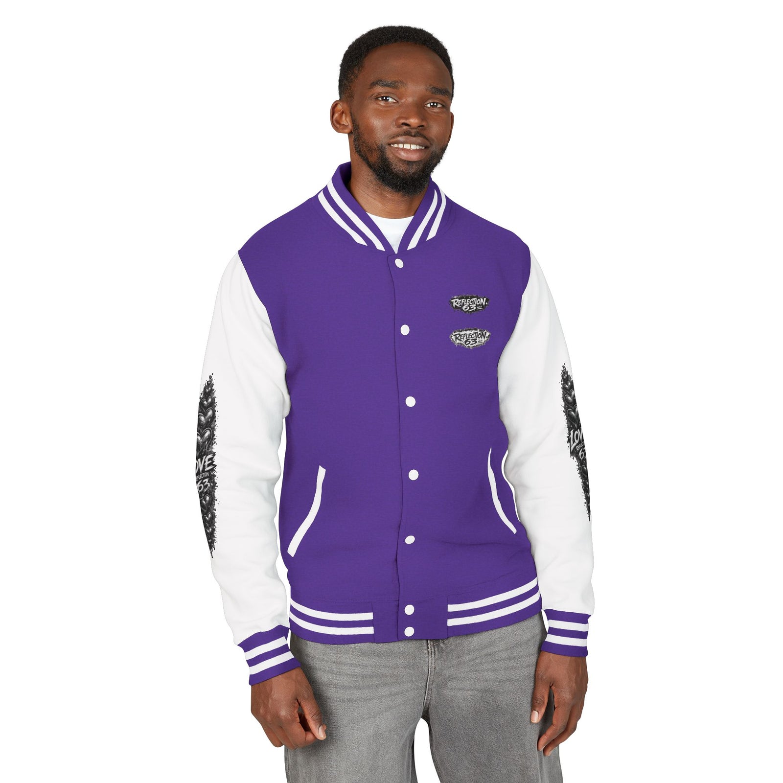 Letterman Jacket — Retro 'Love Reflection 63' Snake Heart Embroidered Design
