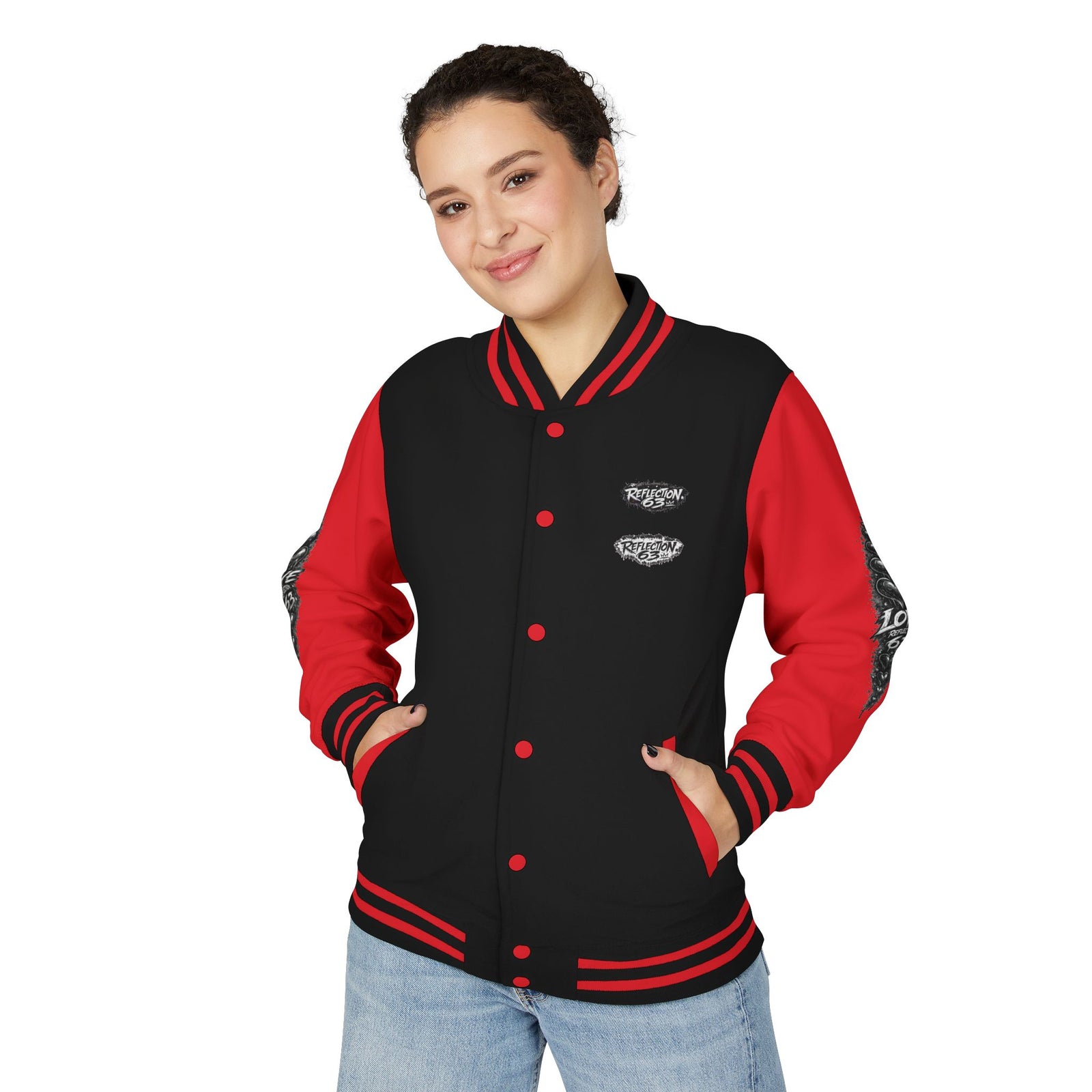 Letterman Jacket — Retro 'Love Reflection 63' Snake Heart Embroidered Design