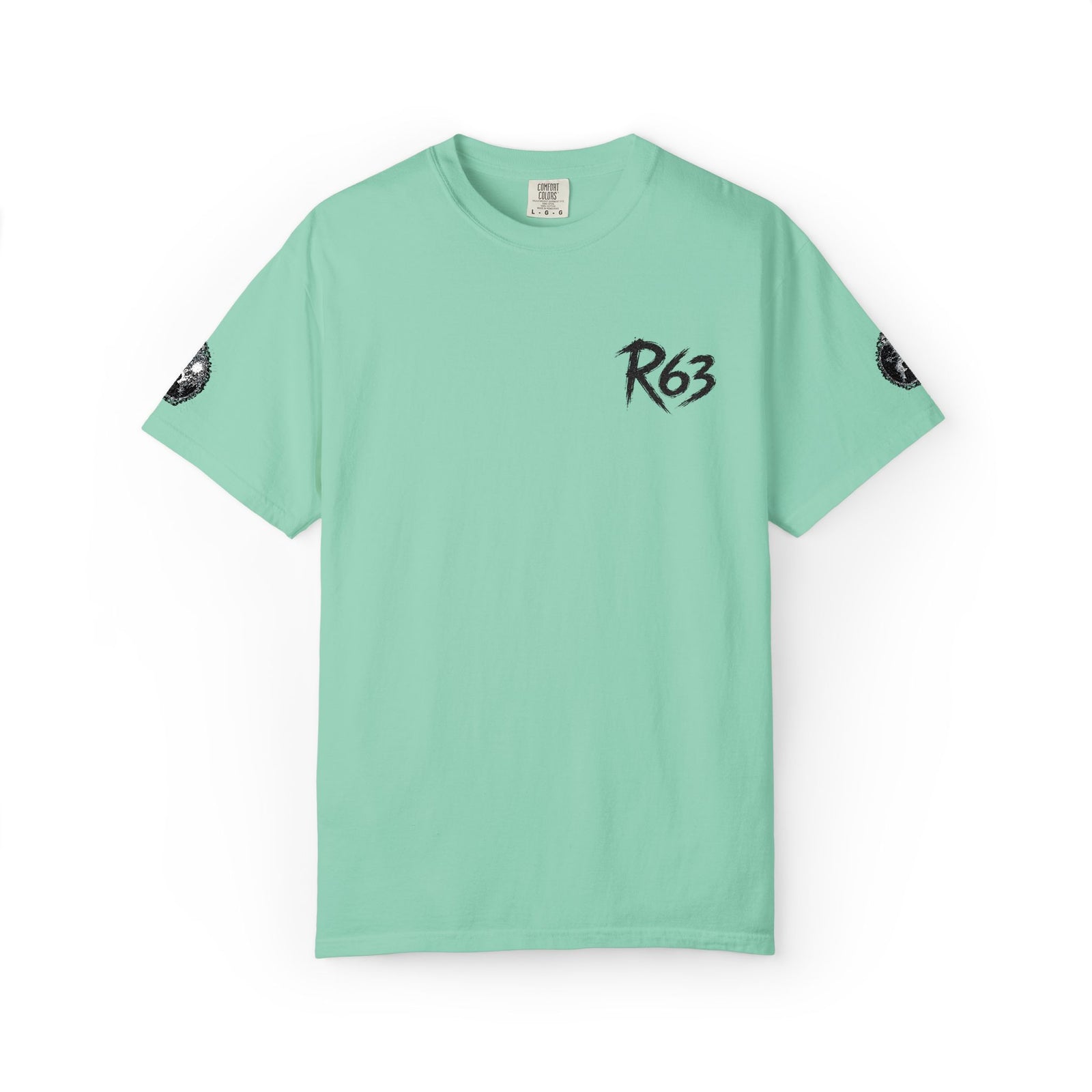R63 Minimal Logo T-Shirt — Streetwear Graphic Tee with Sleeve Emblem