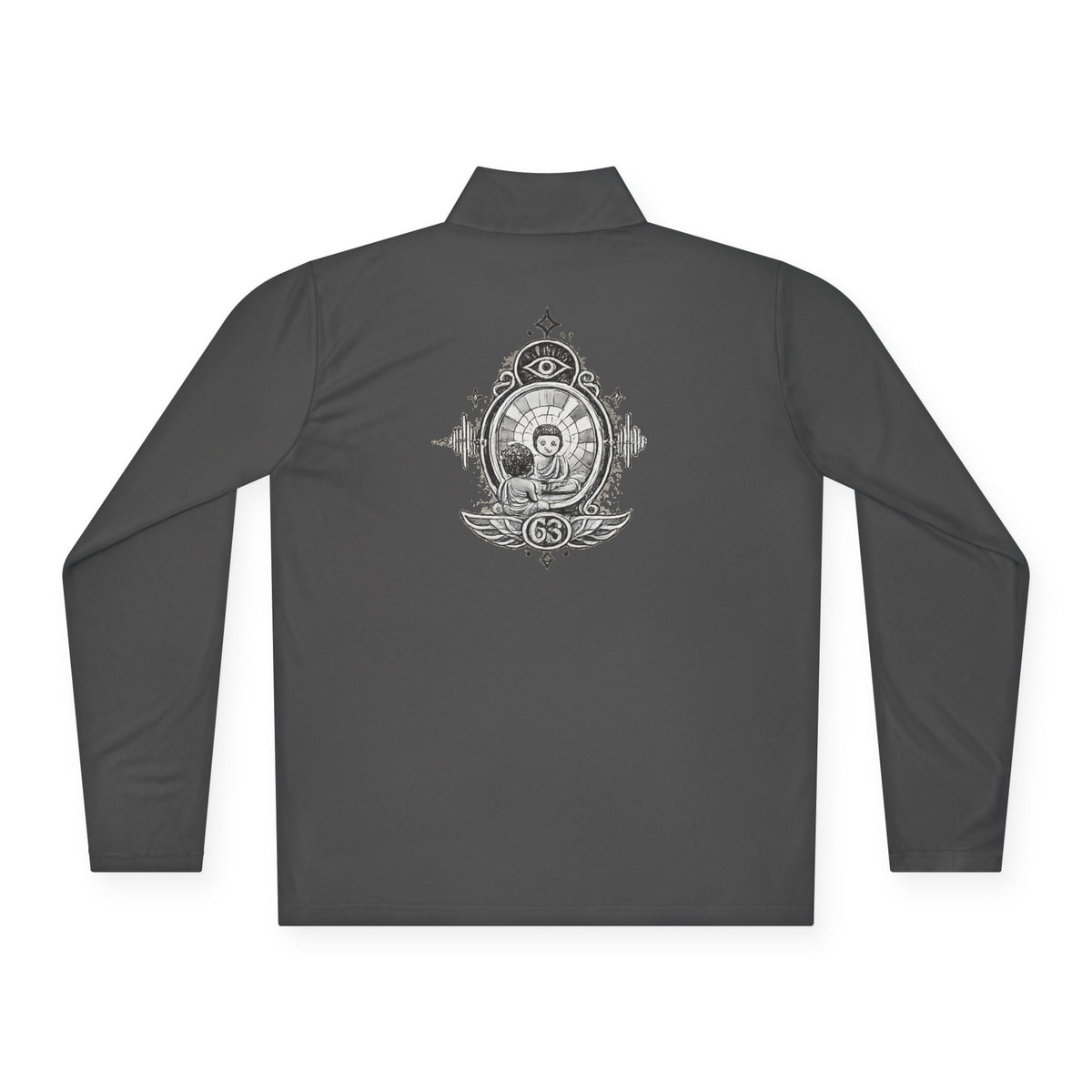 Quarter-Zip Pullover — Vintage Crest Skull Chest & Back Design