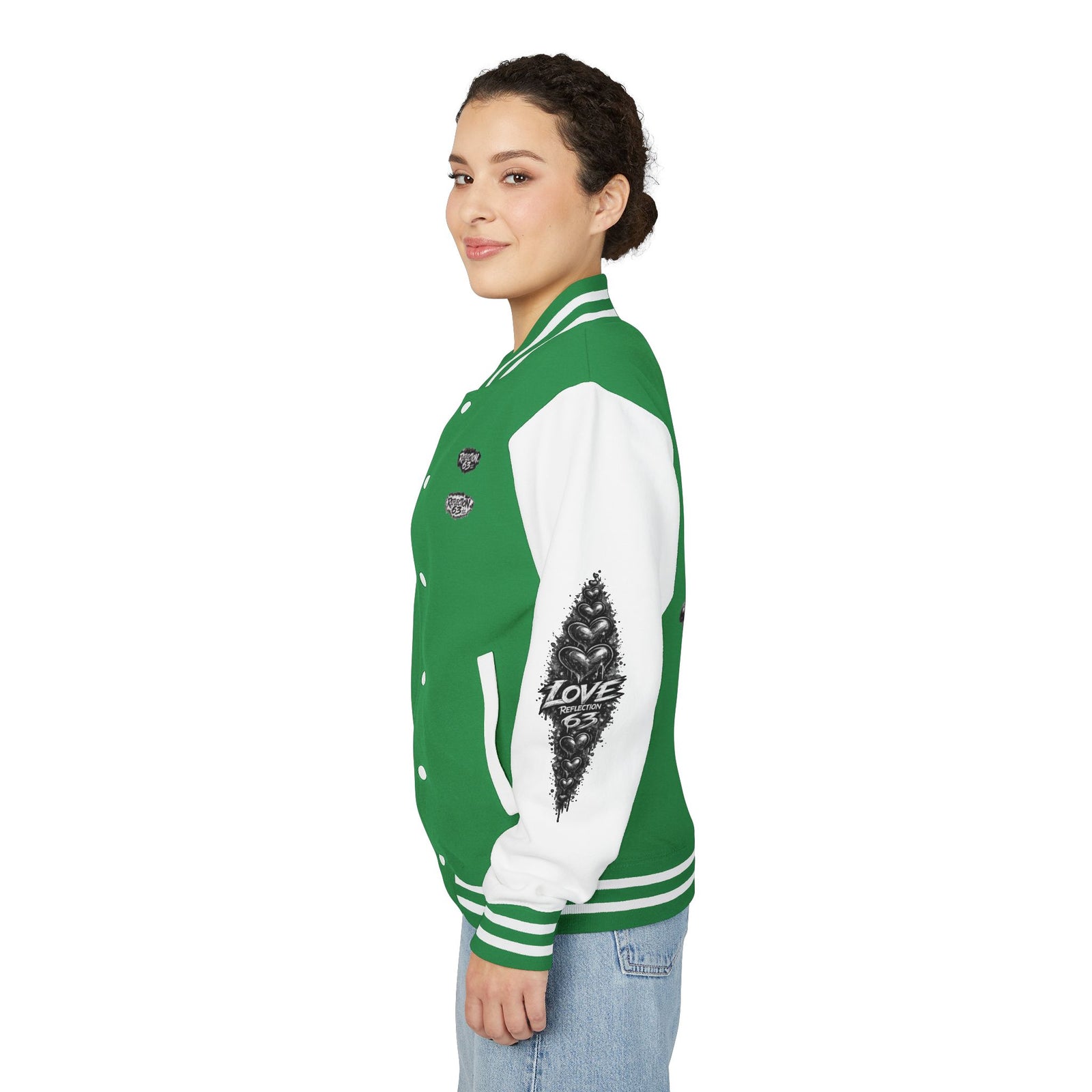 Letterman Jacket — Retro 'Love Reflection 63' Snake Heart Embroidered Design