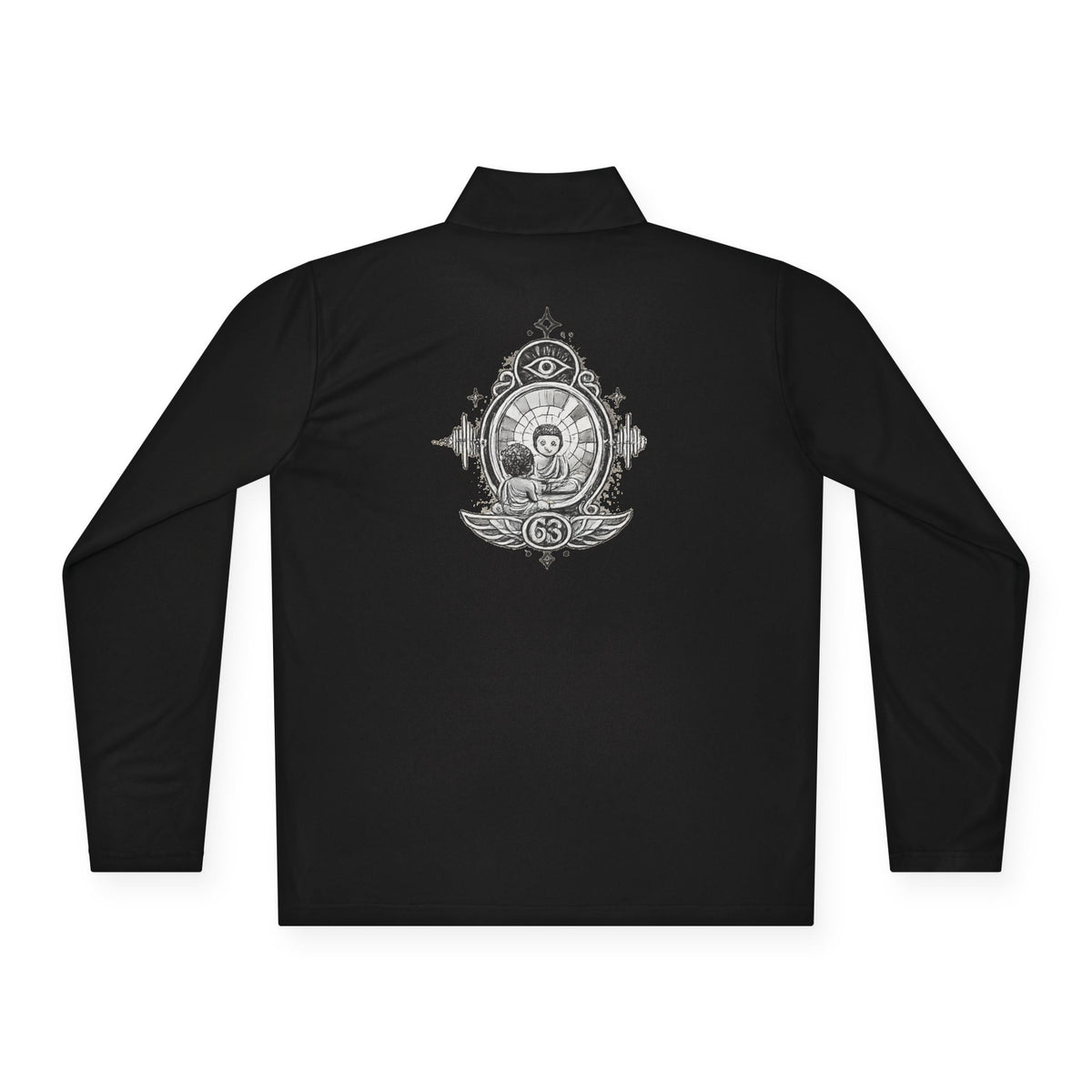 Quarter-Zip Pullover — Vintage Crest Skull Chest & Back Design