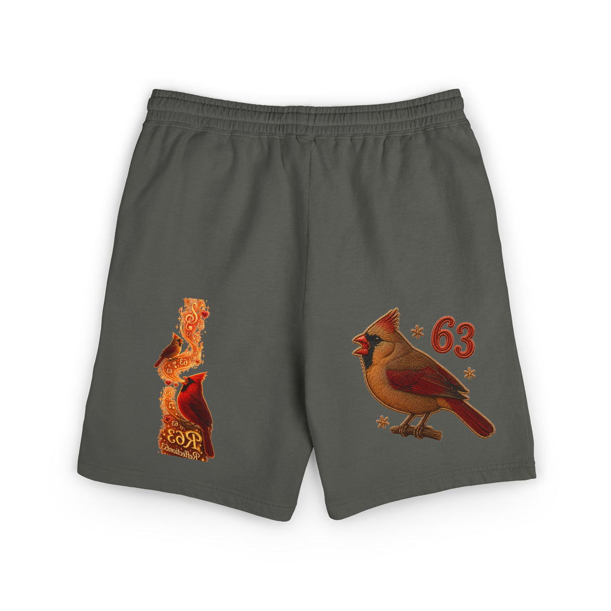 Cardinal '63 Fleece Sweat Shorts — Vintage Bird Graphic Lightweight Lounge Shorts