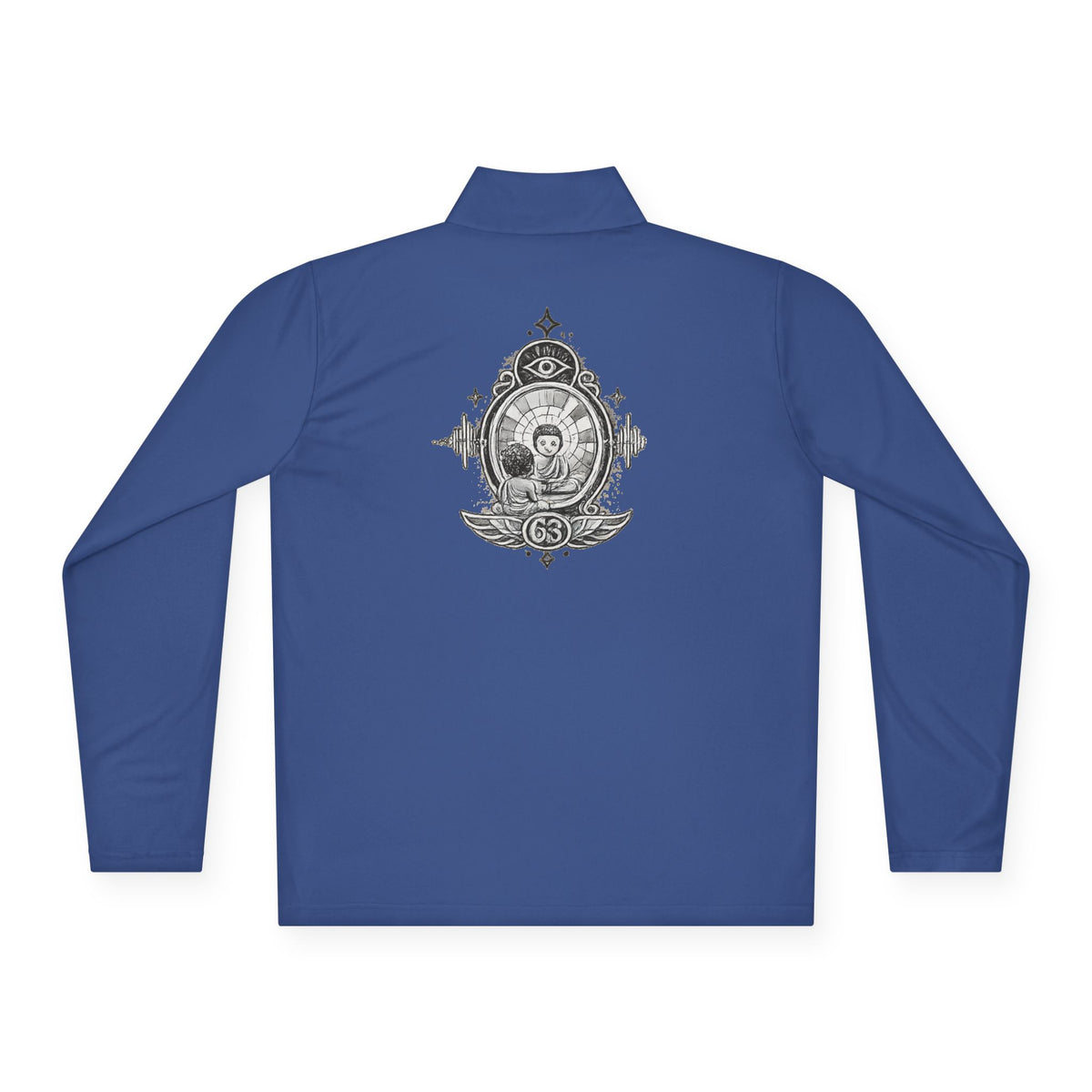 Quarter-Zip Pullover — Vintage Crest Skull Chest & Back Design