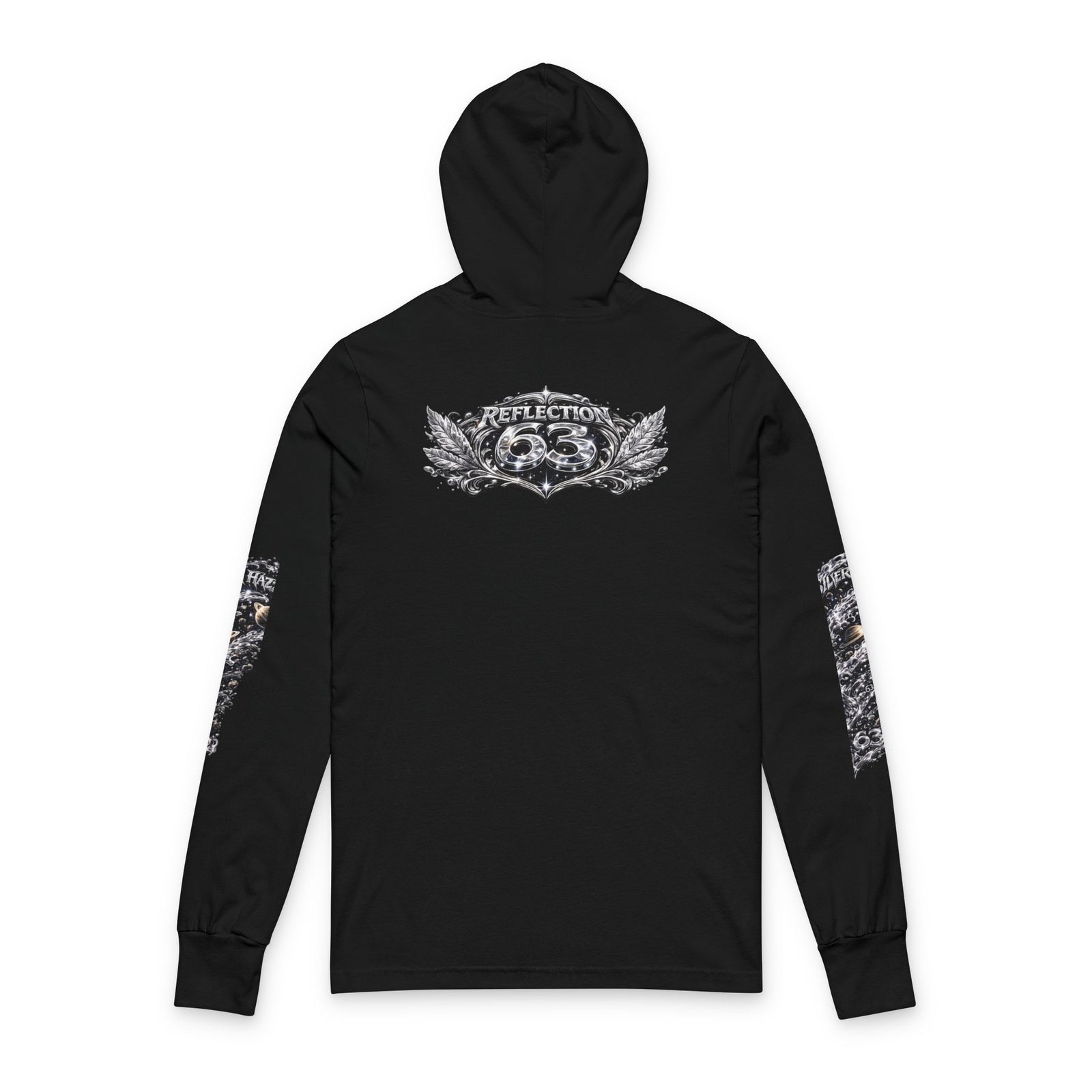 Skull Reflection Hooded Long Sleeve Tee — Gothic Graphic Hooded Shirt