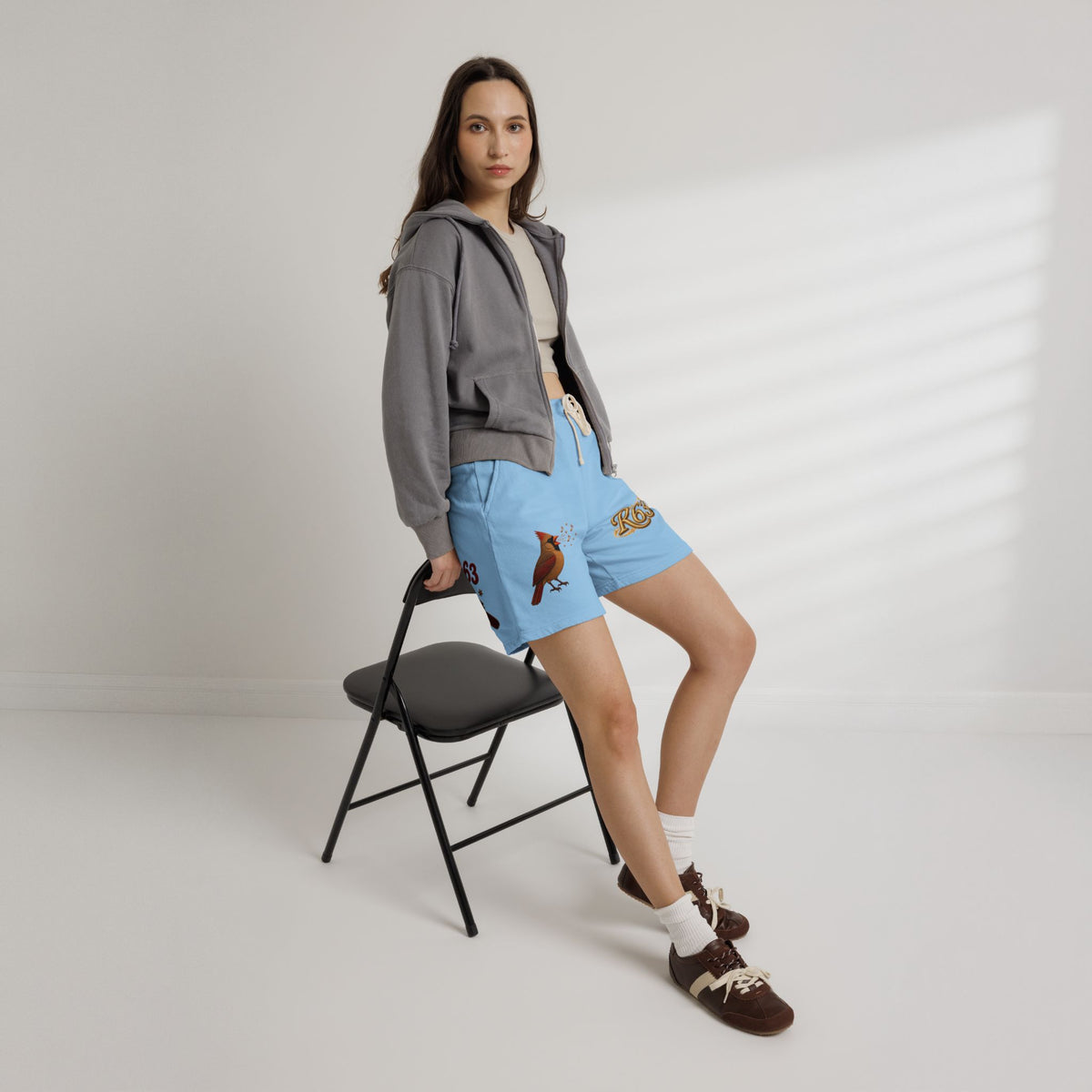 Cardinal '63 Fleece Sweat Shorts — Vintage Bird Graphic Lightweight Lounge Shorts