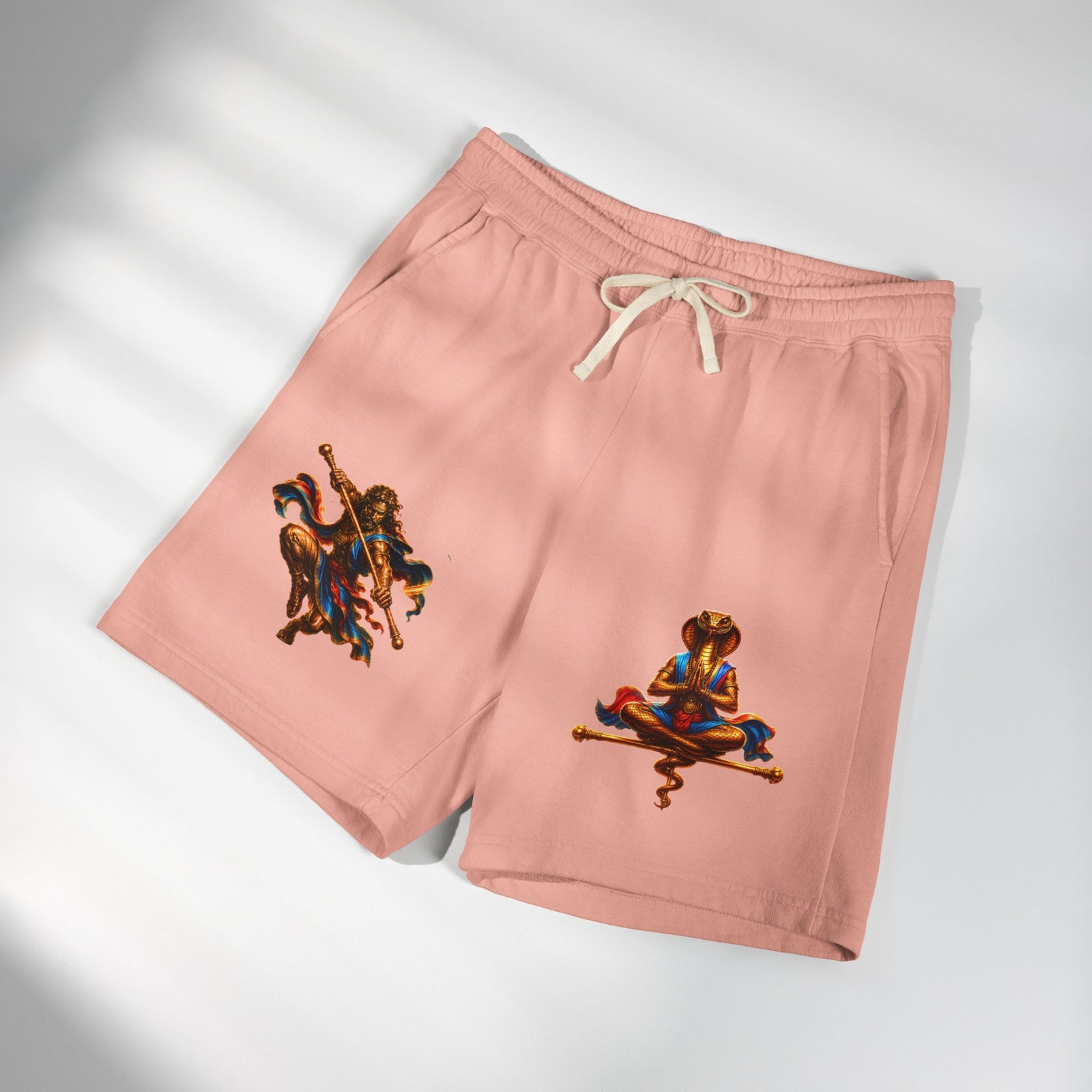 Mythic Yoga Sweat Shorts — Serpent & Warrior Graphic Fleece Shorts