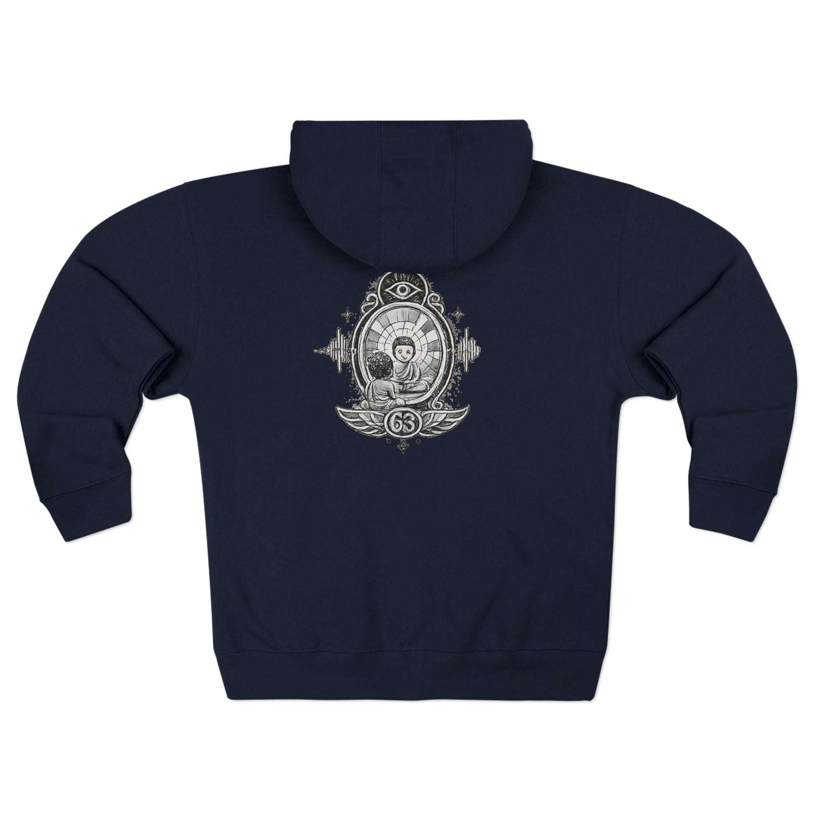 Reflection 63 Zip Hoodie — Vintage Crest Graphic Zip-Up Hoodie