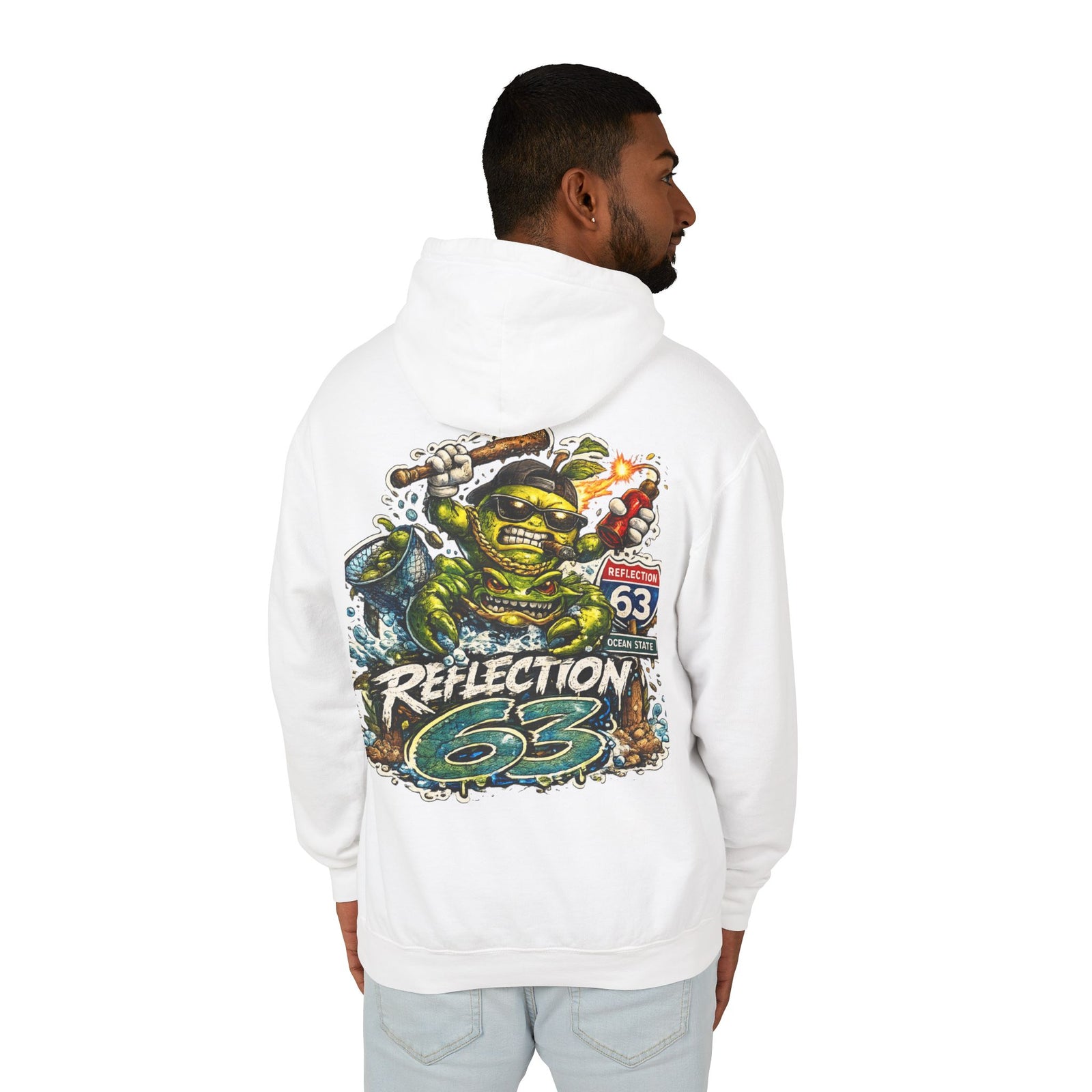 Reflection 63 Ocean State Hoodie — Vintage Surf Monster Graphic Hooded Sweatshirt