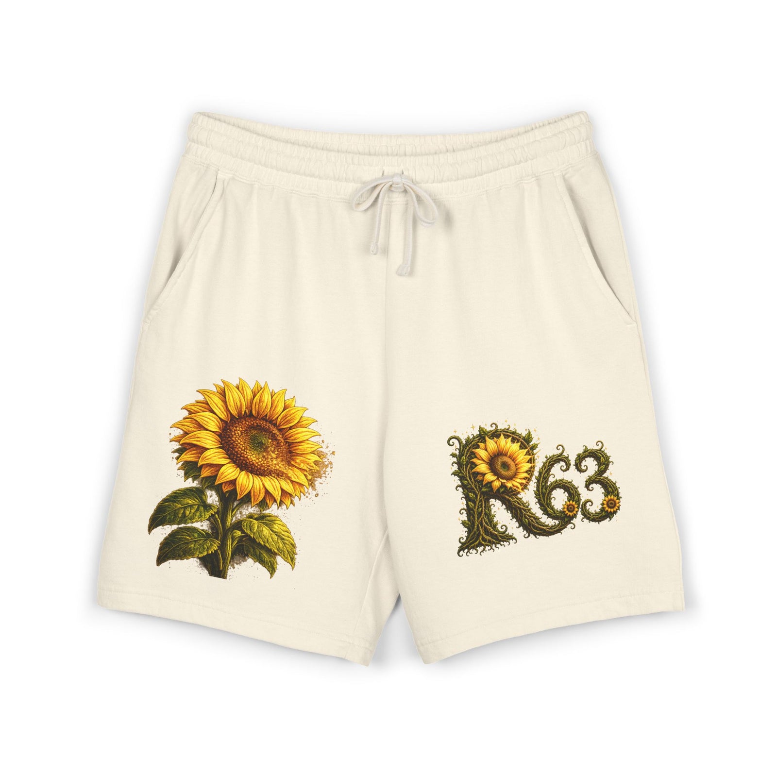 Sunflower Bee Fleece Sweat Shorts — Garment-Dyed Lightweight Lounge Shorts