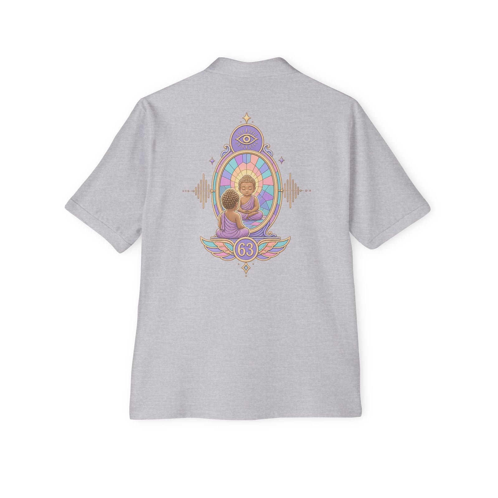 Men's Polo — Retro Sacred Mother & Child Emblem