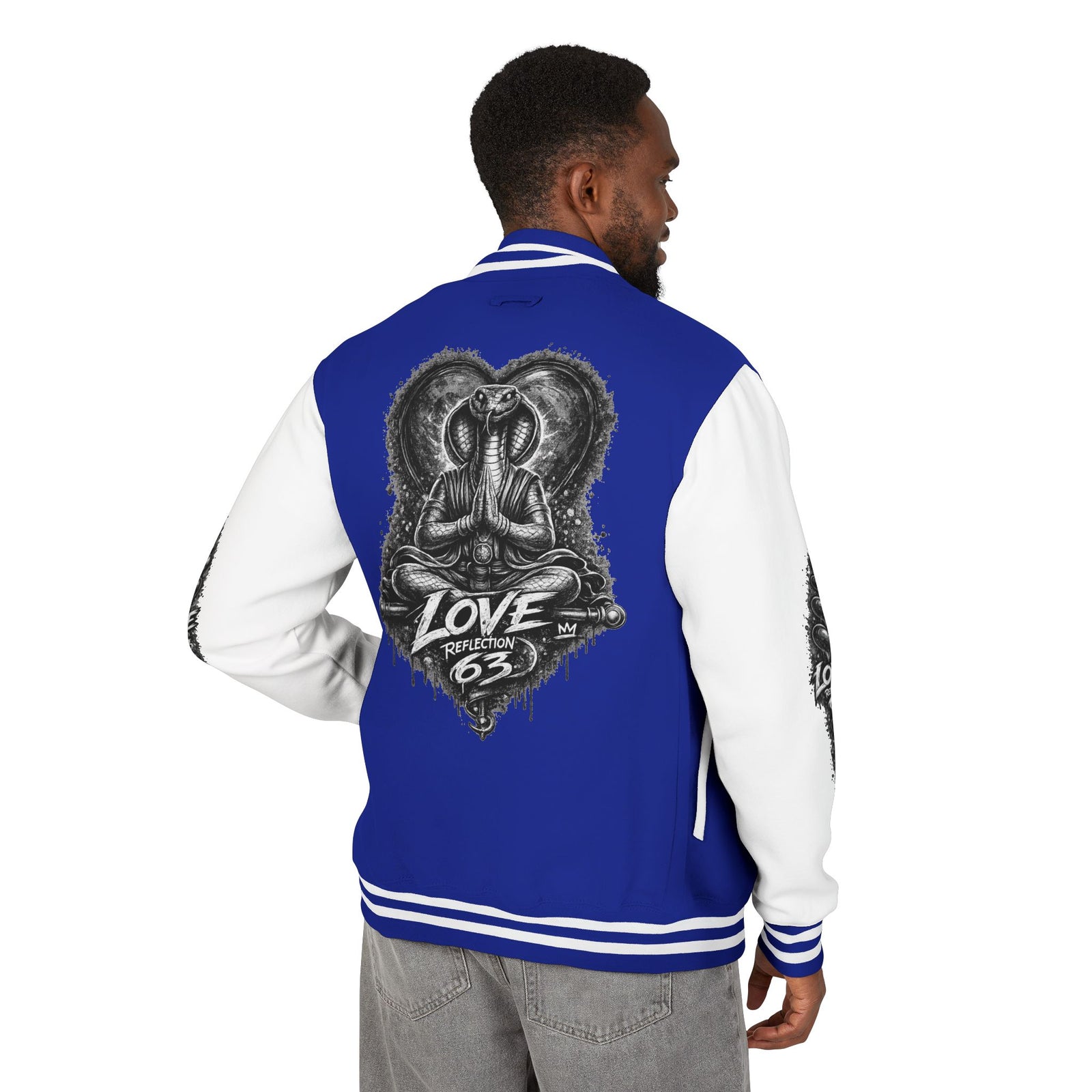 Letterman Jacket — Retro 'Love Reflection 63' Snake Heart Embroidered Design