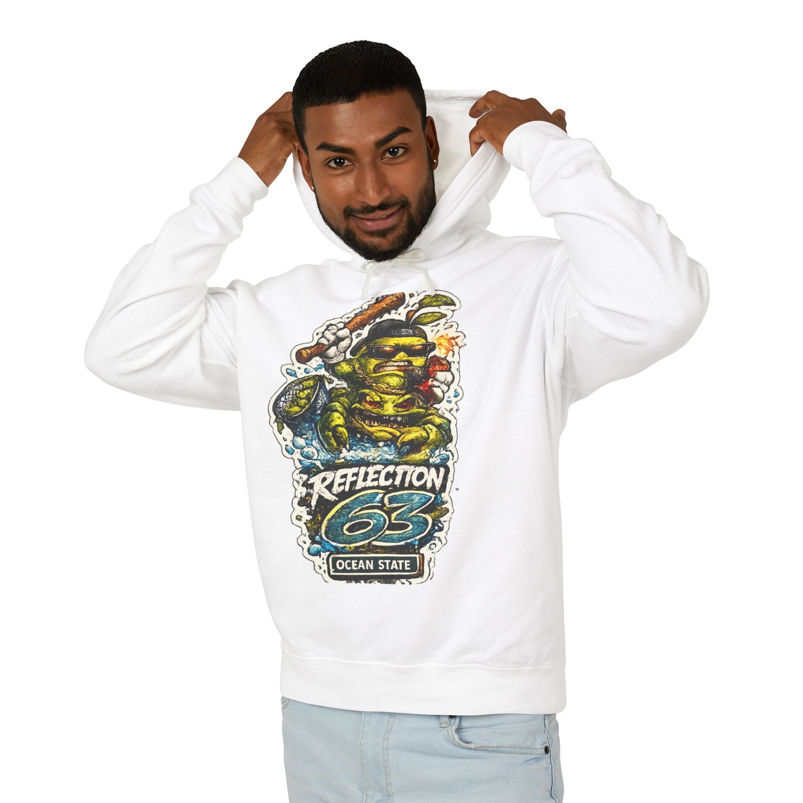 Reflection 63 Ocean State Hoodie — Vintage Surf Monster Graphic Hooded Sweatshirt