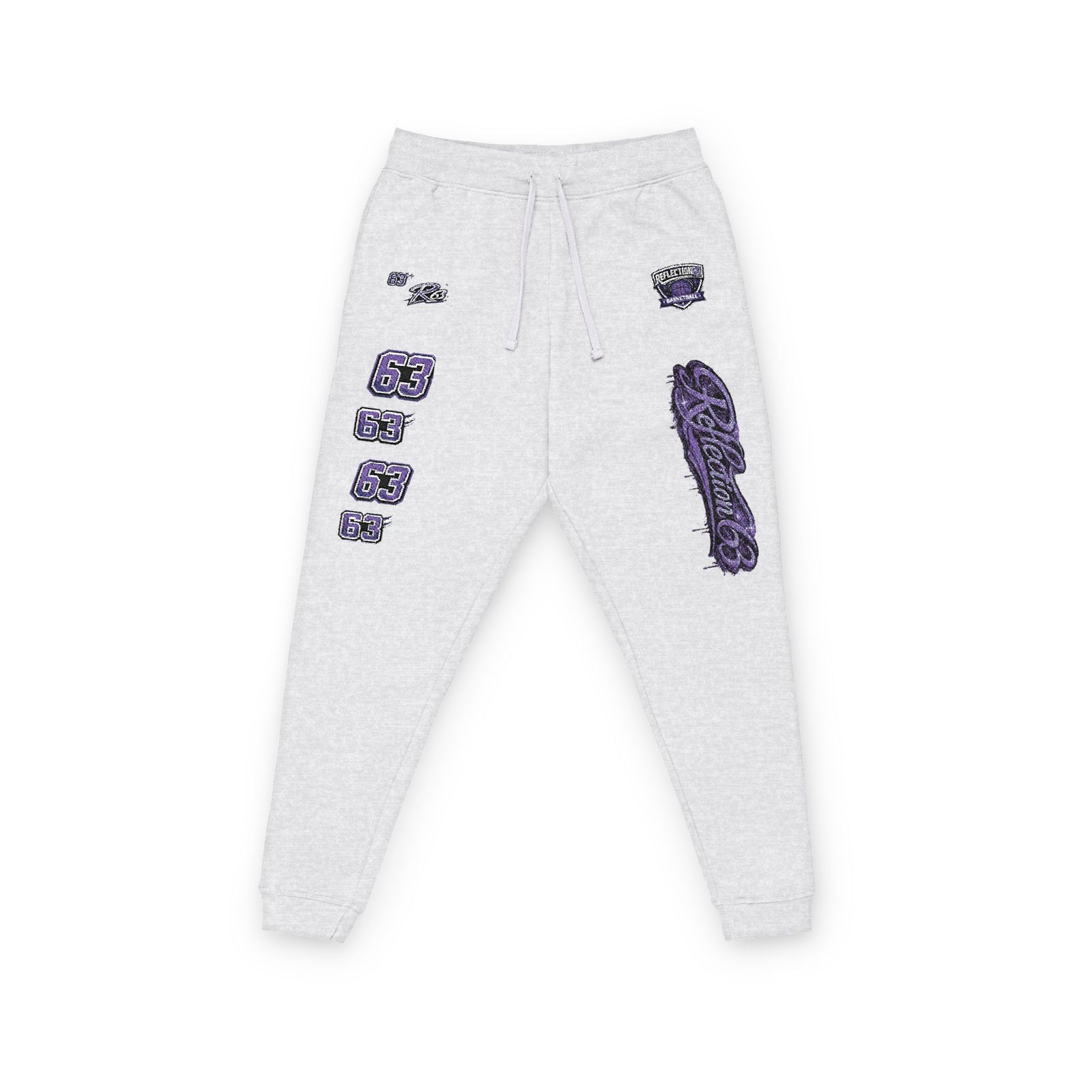 Embroidered Purple Crystal Joggers — Casual Fleece Sweatpants