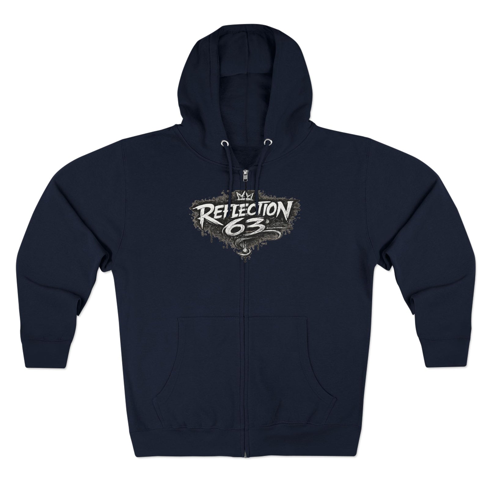 Reflection 63 Zip Hoodie — Vintage Crest Graphic Zip-Up Hoodie