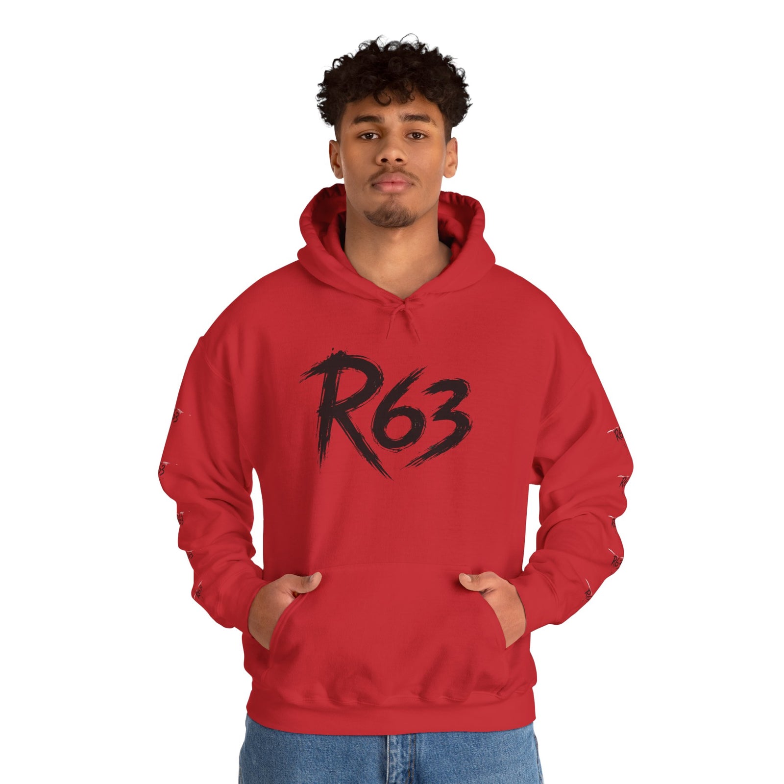 R63 Graphic Hoodie — Reflective Souls Back Print, Sleeve Logo Streetwear
