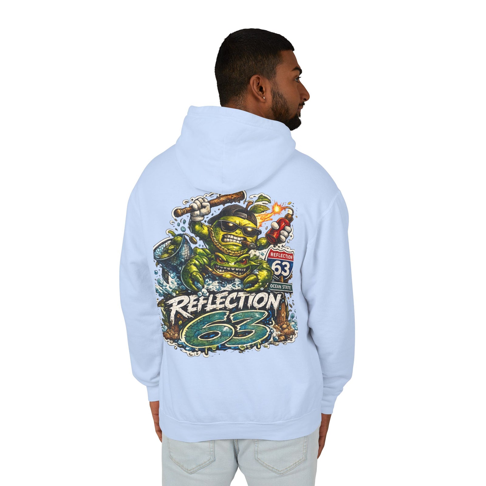 Reflection 63 Ocean State Hoodie — Vintage Surf Monster Graphic Hooded Sweatshirt