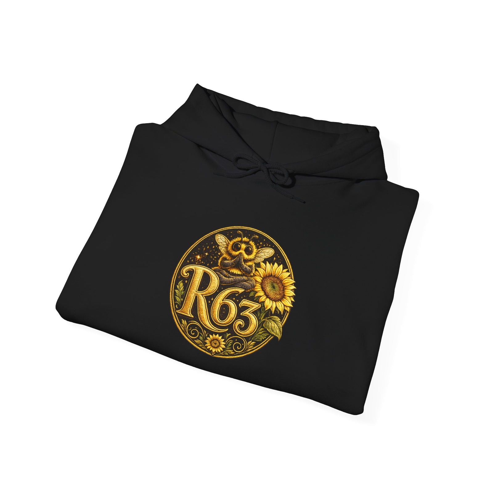 Sunflower Bee Hoodie — R63 Logo Graphic Hooded Sweatshirt