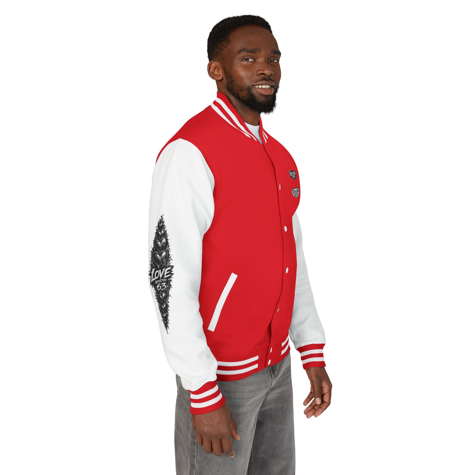 Letterman Jacket — Retro 'Love Reflection 63' Snake Heart Embroidered Design