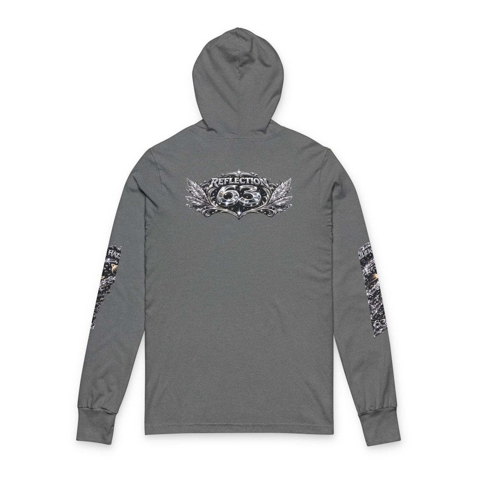 Skull Reflection Hooded Long Sleeve Tee — Gothic Graphic Hooded Shirt