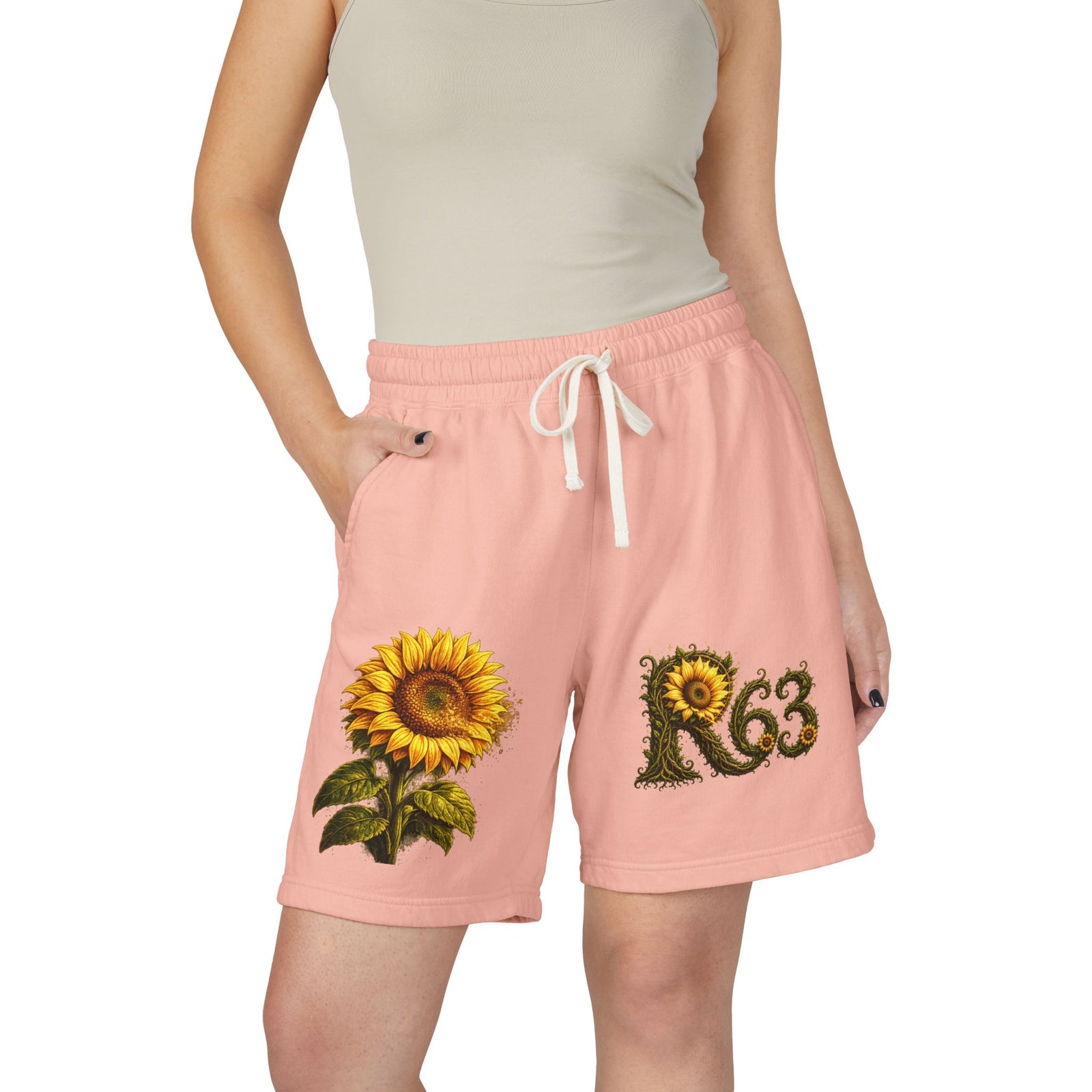 Sunflower Bee Fleece Sweat Shorts — Garment-Dyed Lightweight Lounge Shorts