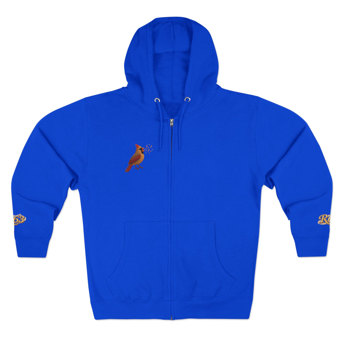 Cardinal Bird Zip Hoodie — Vintage Red Cardinal Graphic Zip-Up