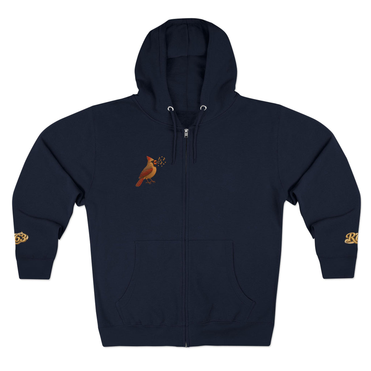 Cardinal Bird Zip Hoodie — Vintage Red Cardinal Graphic Zip-Up