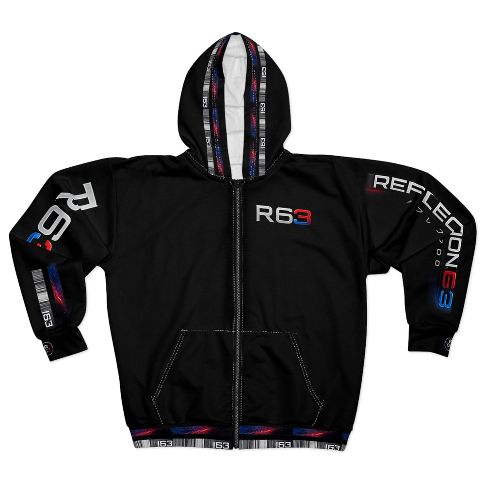 Reflection63 Space Logo Zip Hoodie — Sci‑Fi Graphic Full‑Zip Hoodie