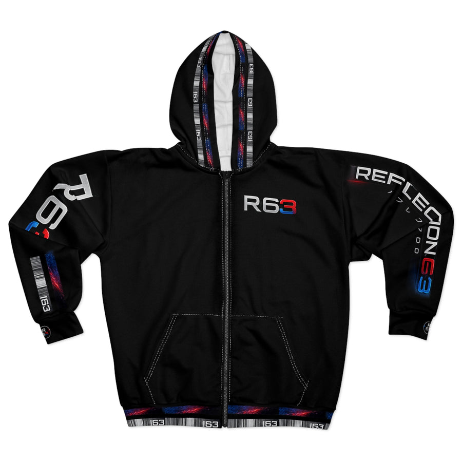 Reflection63 Space Logo Zip Hoodie — Sci‑Fi Graphic Full‑Zip Hoodie