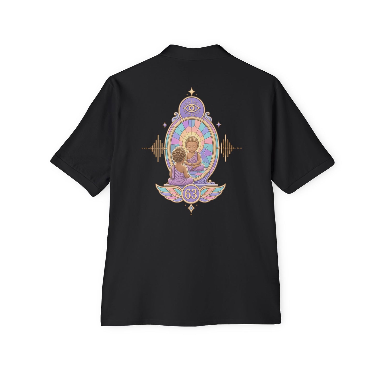 Men's Polo — Retro Sacred Mother & Child Emblem