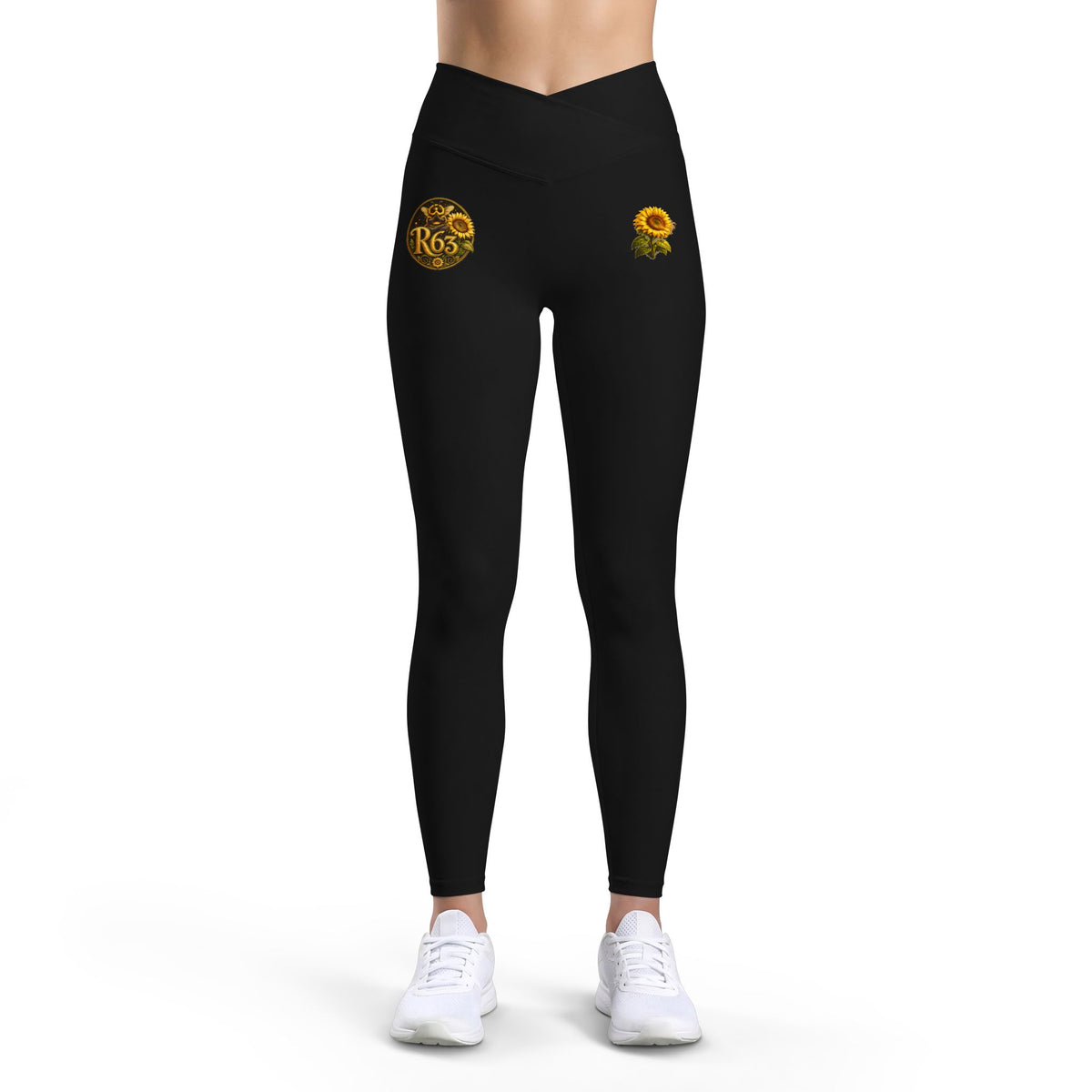 Sunflower & 'Roo' Accent Women's Leggings — Black High-Waist Luxe Activewear