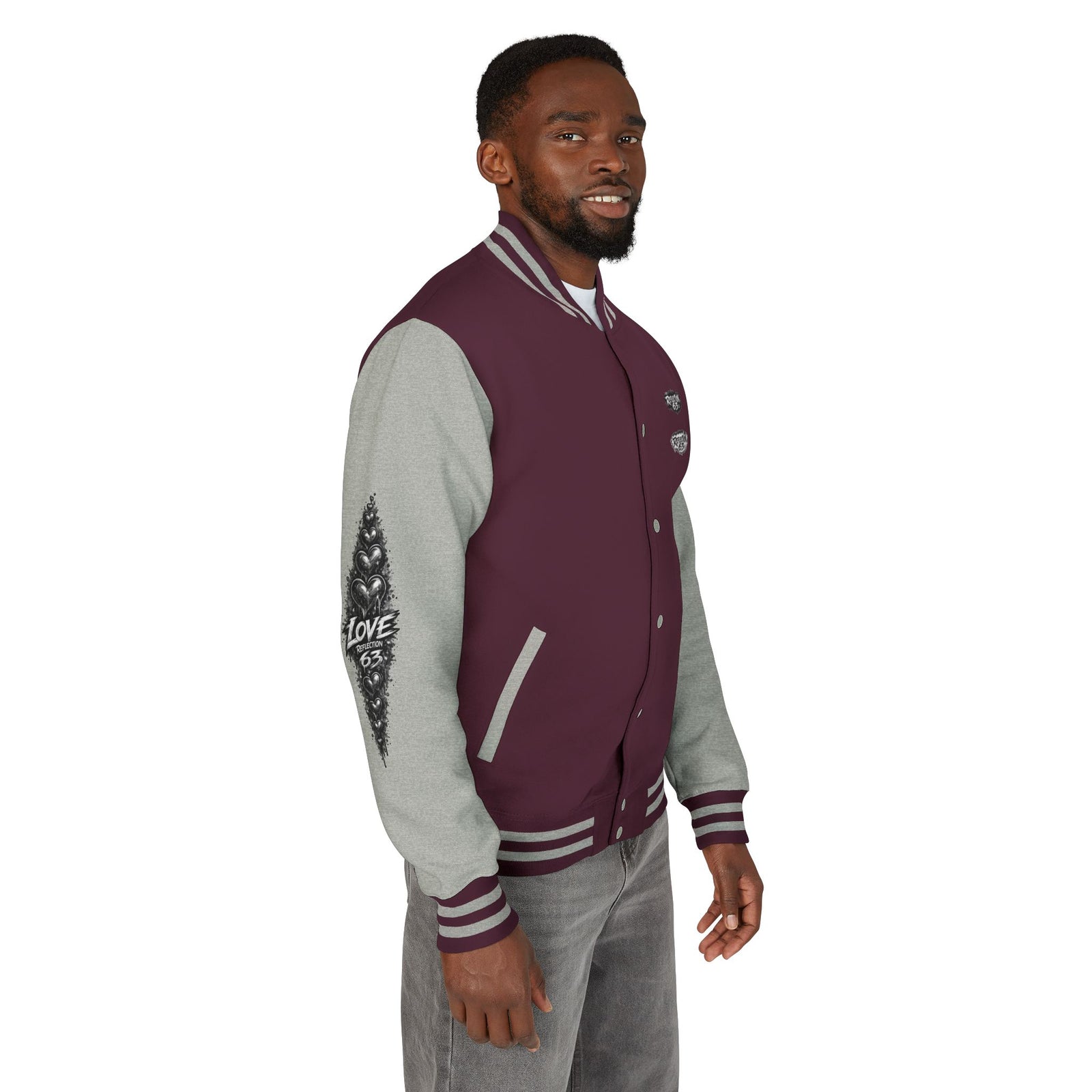 Letterman Jacket — Retro 'Love Reflection 63' Snake Heart Embroidered Design