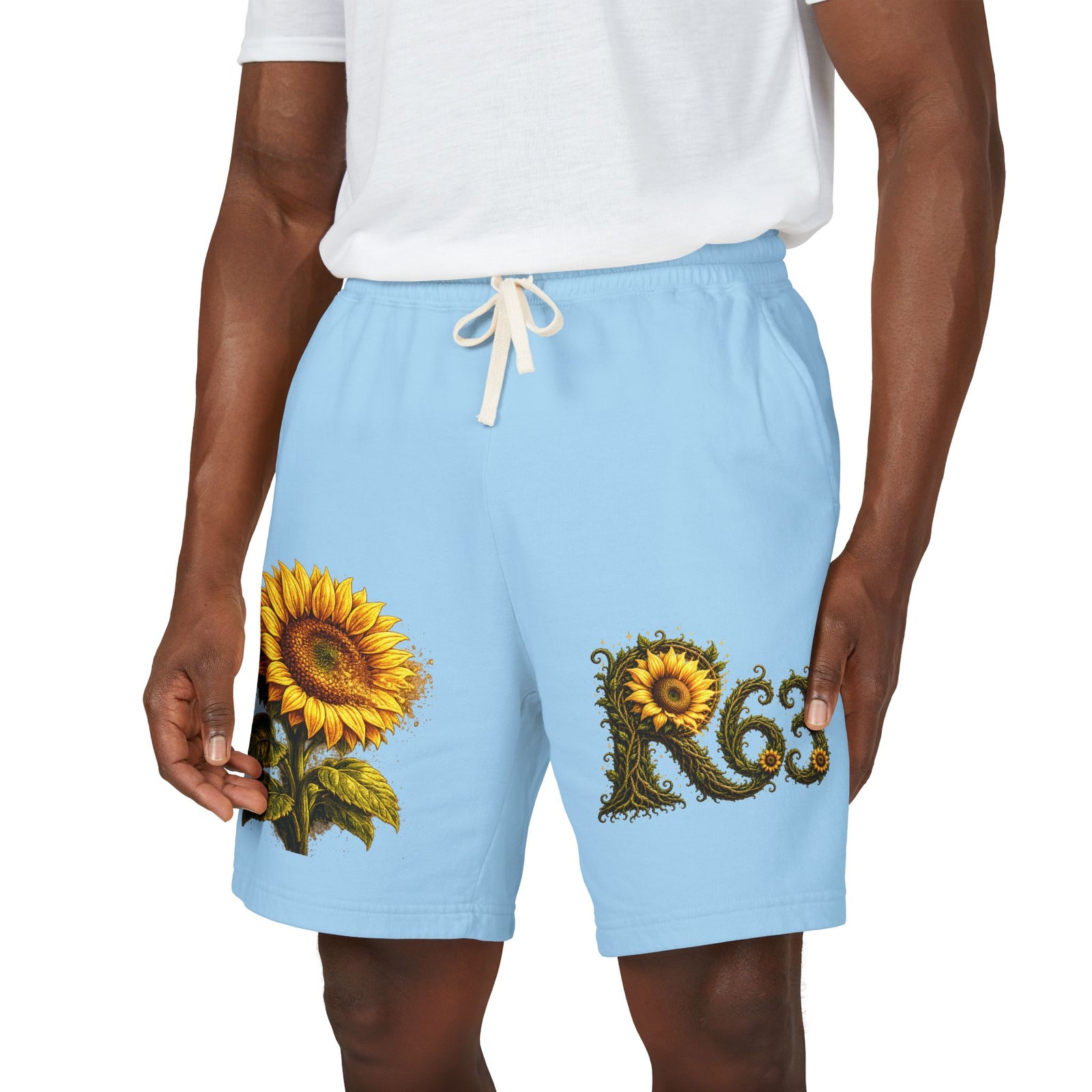 Sunflower Bee Fleece Sweat Shorts — Garment-Dyed Lightweight Lounge Shorts