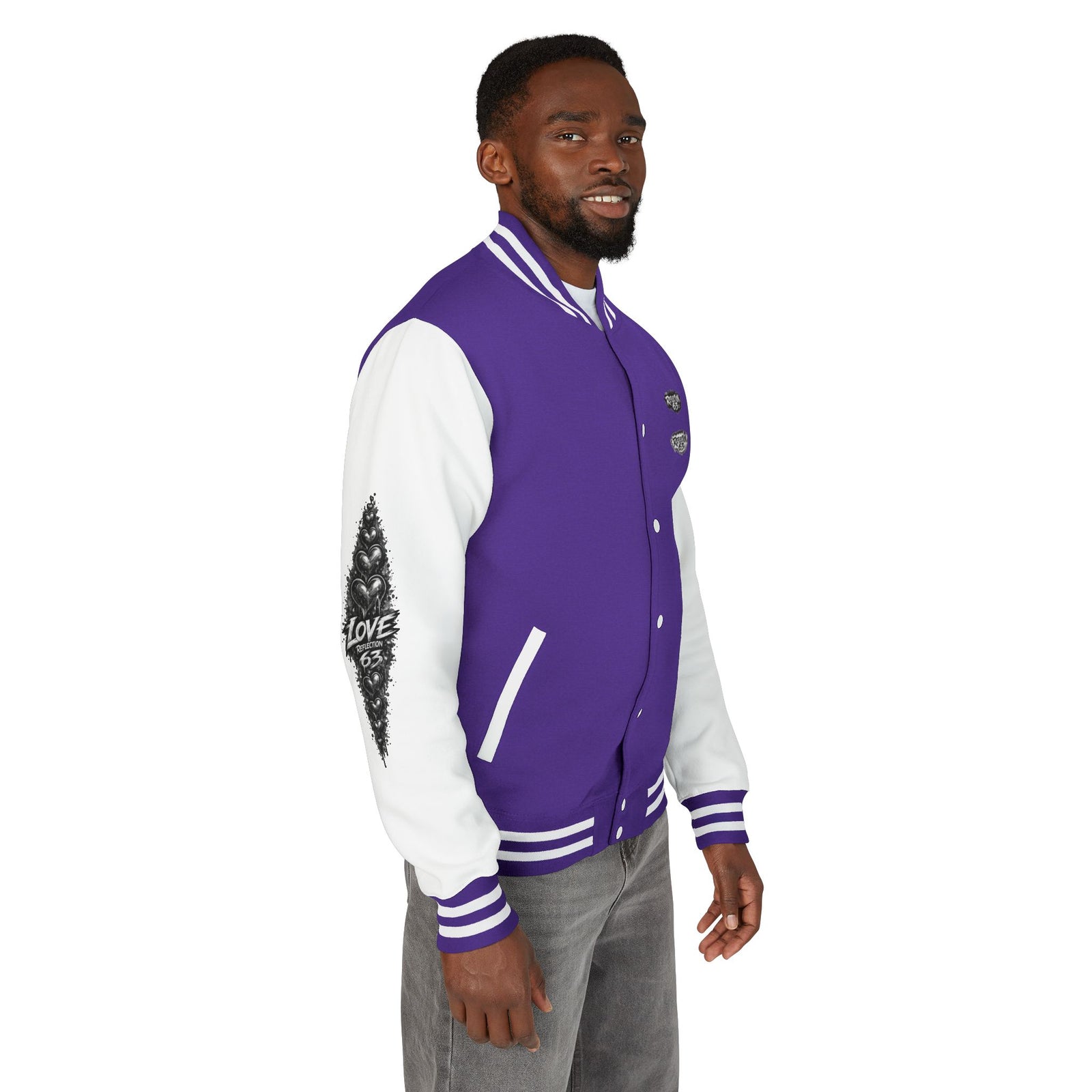 Letterman Jacket — Retro 'Love Reflection 63' Snake Heart Embroidered Design