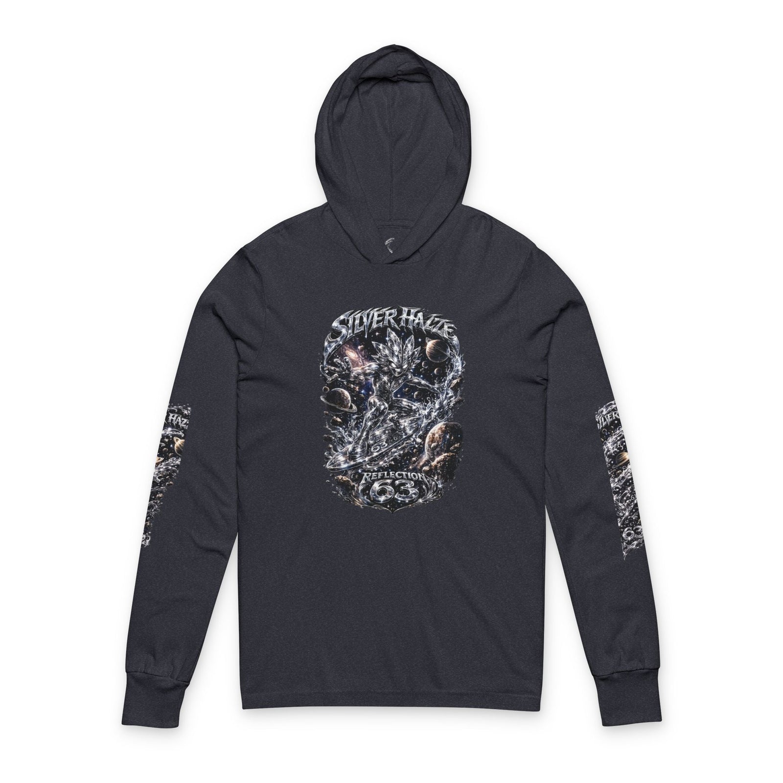 Skull Reflection Hooded Long Sleeve Tee — Gothic Graphic Hooded Shirt