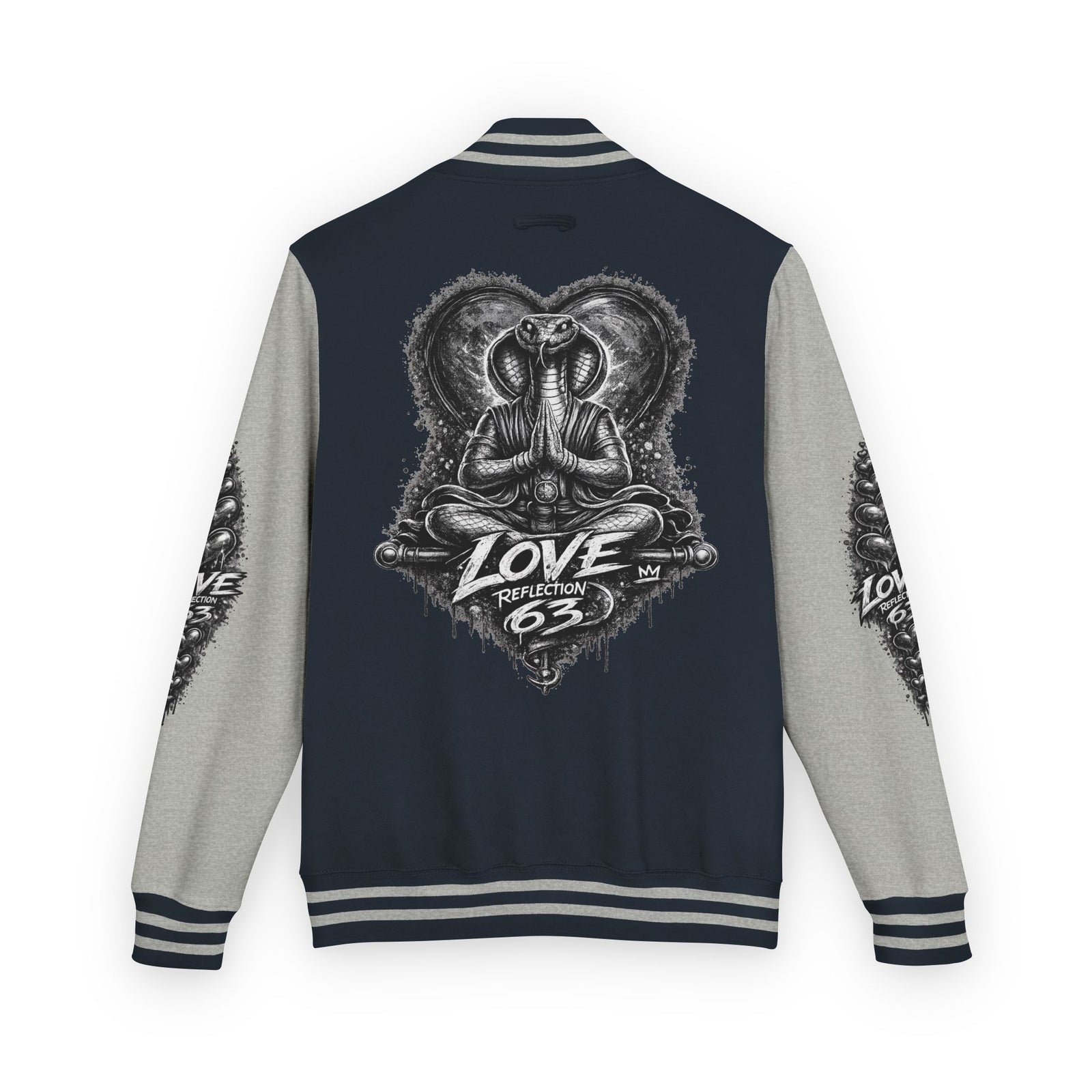 Letterman Jacket — Retro 'Love Reflection 63' Snake Heart Embroidered Design