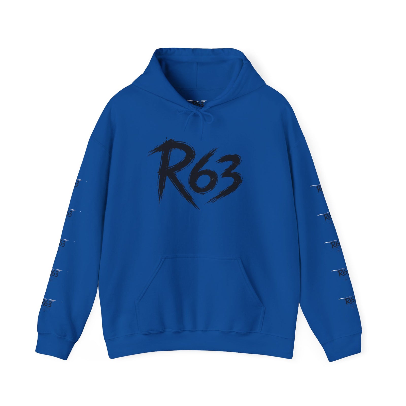 R63 Graphic Hoodie — Reflective Souls Back Print, Sleeve Logo Streetwear
