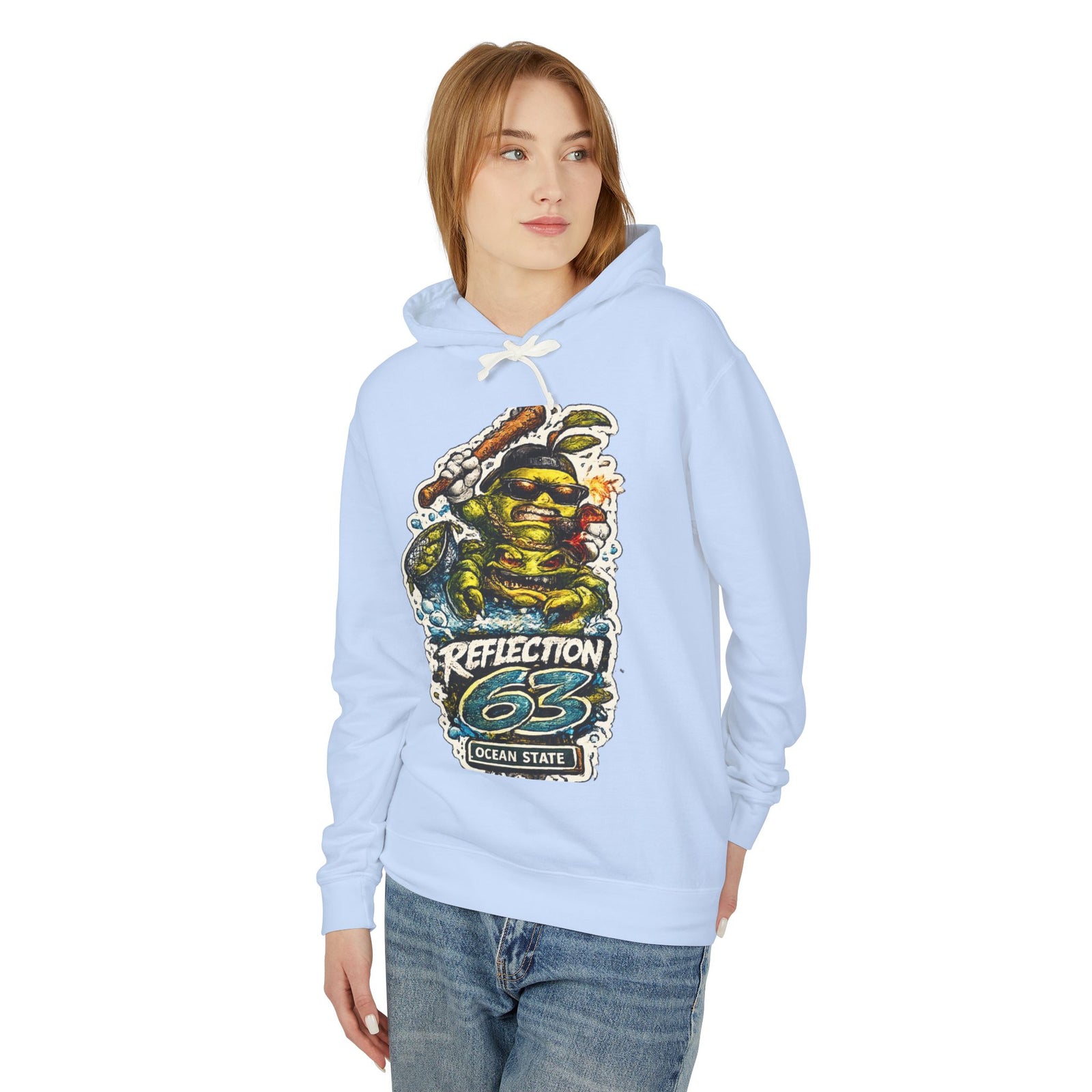 Reflection 63 Ocean State Hoodie — Vintage Surf Monster Graphic Hooded Sweatshirt