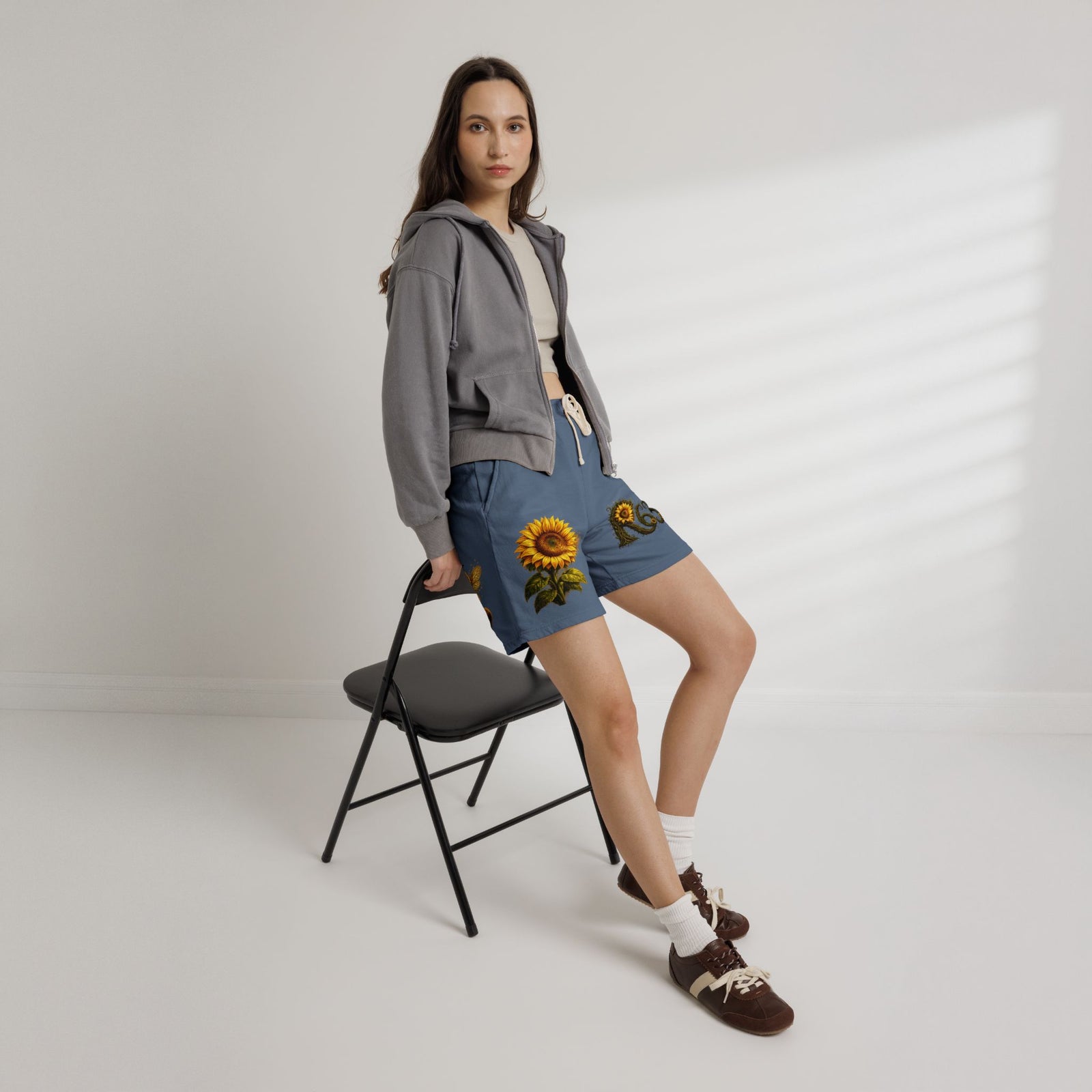 Sunflower Bee Fleece Sweat Shorts — Garment-Dyed Lightweight Lounge Shorts